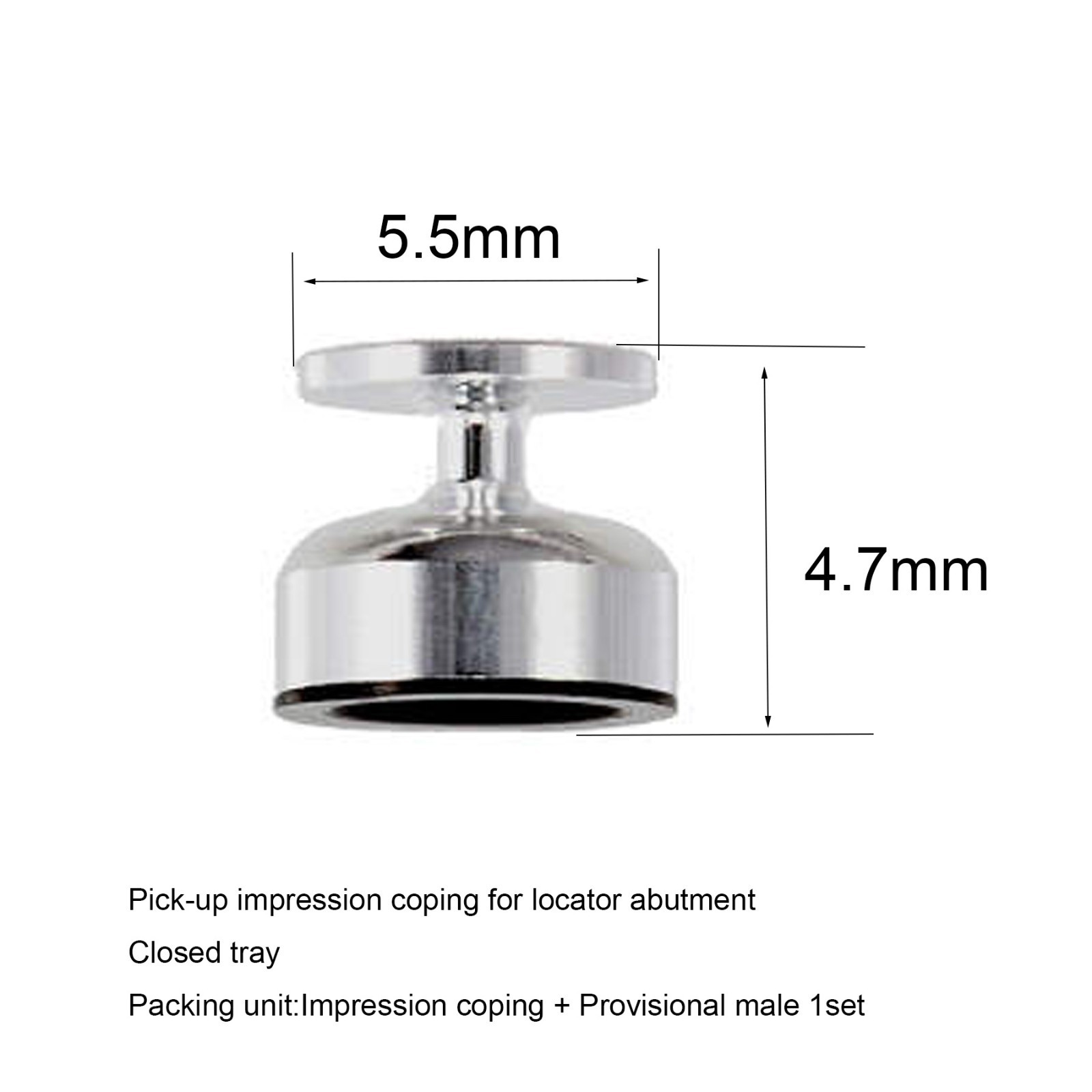 Dental Closed tray locator impression coping W/Black Processing Insert fit ZEST