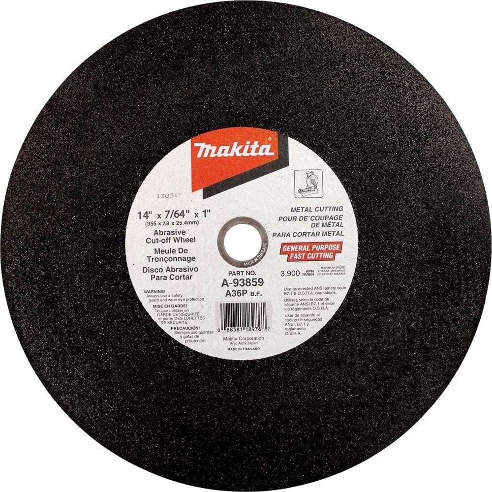 14 In. X 7/64 In. X 1 In. Cut-off Wheel (5-pack) | Makita Chop Saw Metal Angle