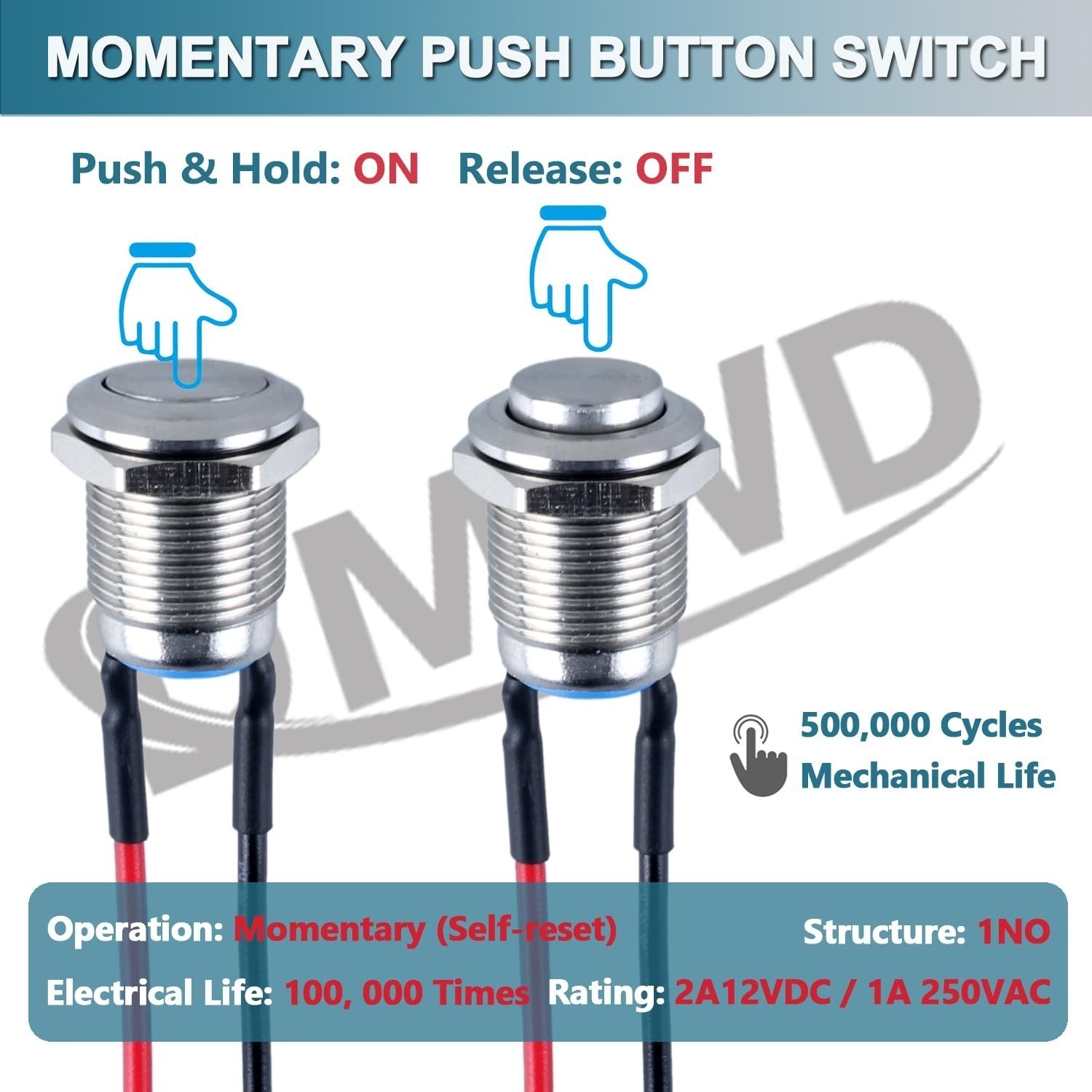5 pcs 12mm Round Small Momentary Push Button Switch Waterproof Stainless Steel