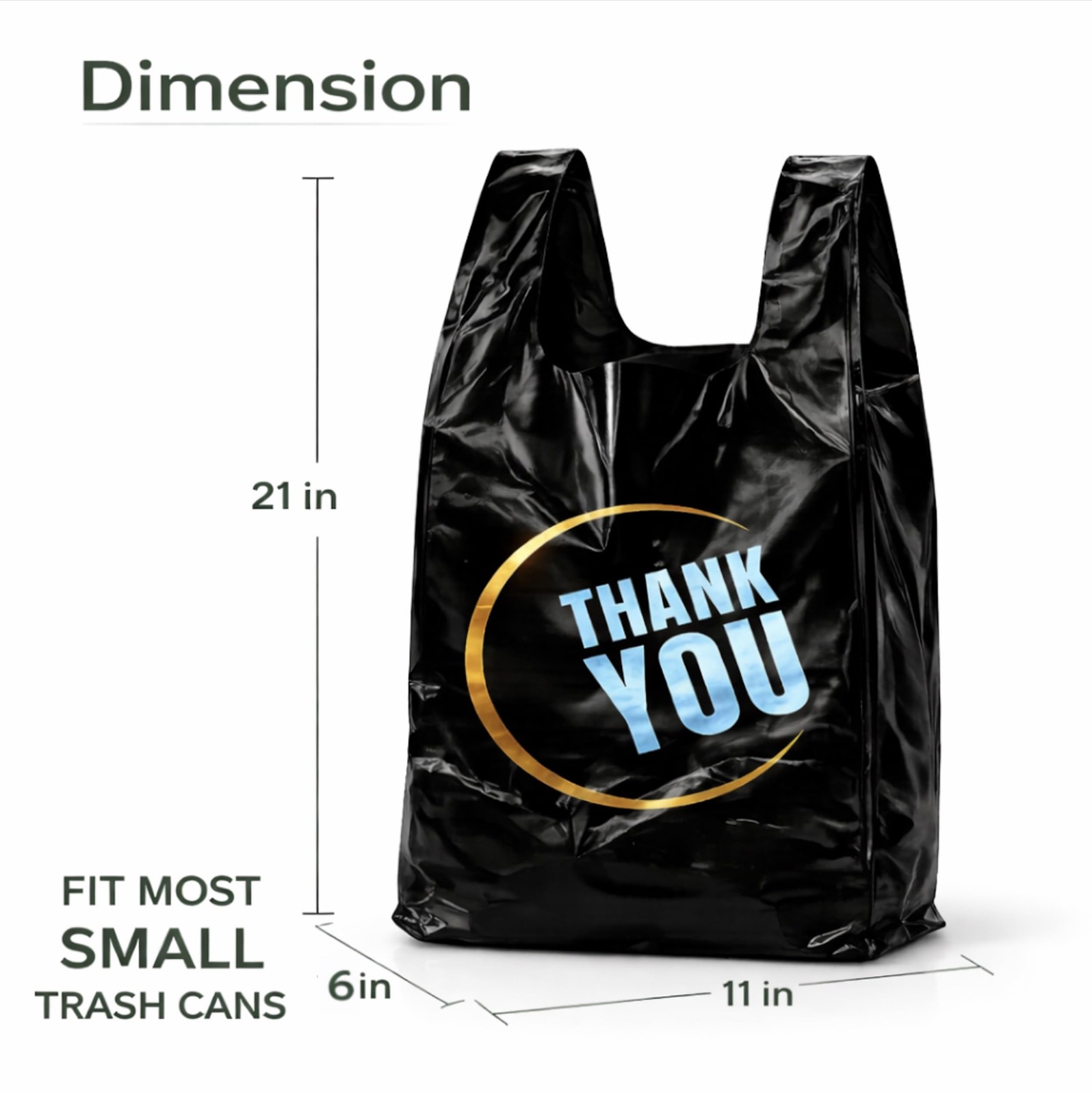 100 Count Plastic Bags – Black T Shirt Bags with Handle for Retail Shopping and