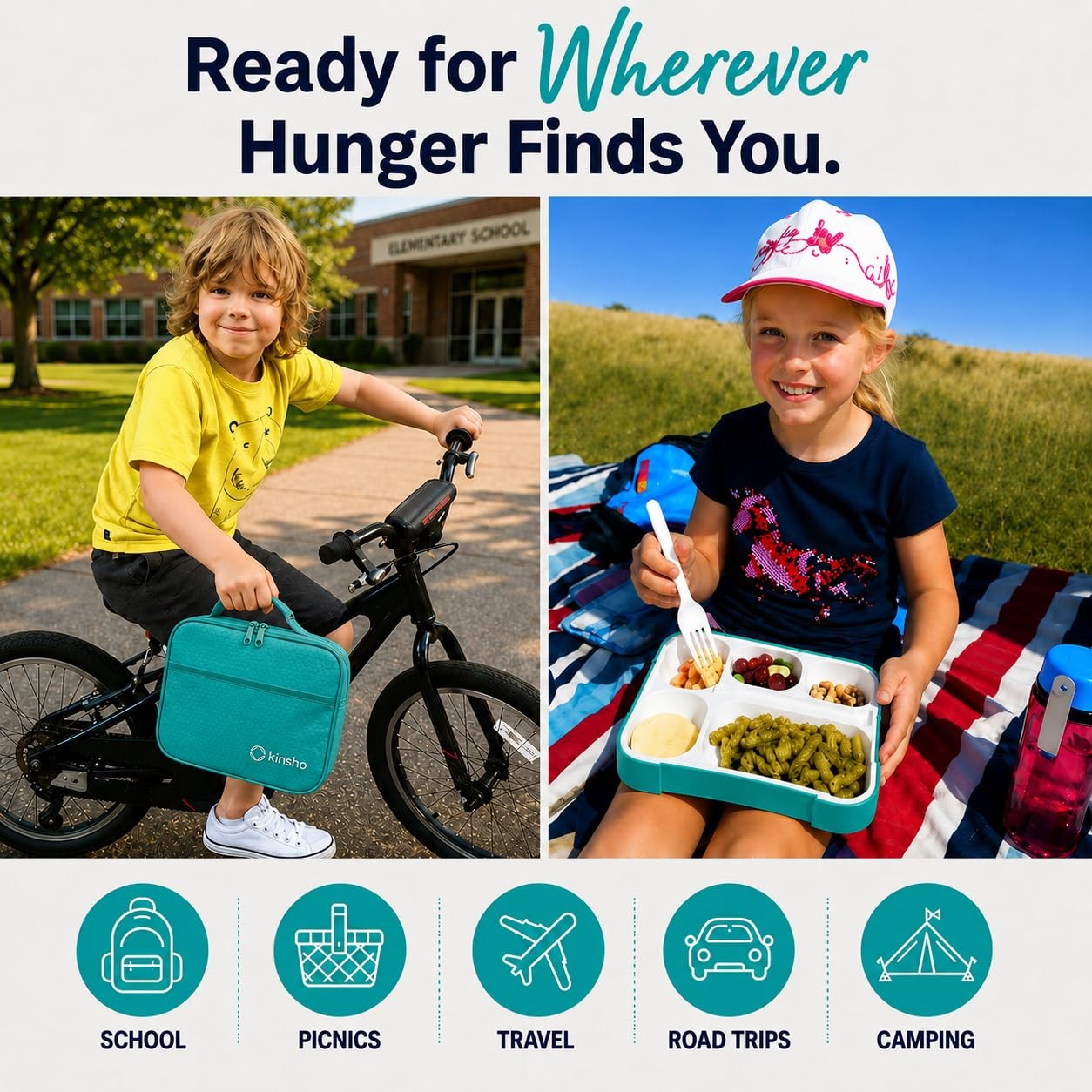 Kinsho Lunch For Kids Boys Girls – Bento Set Insulated Bag And Ice Pack 6