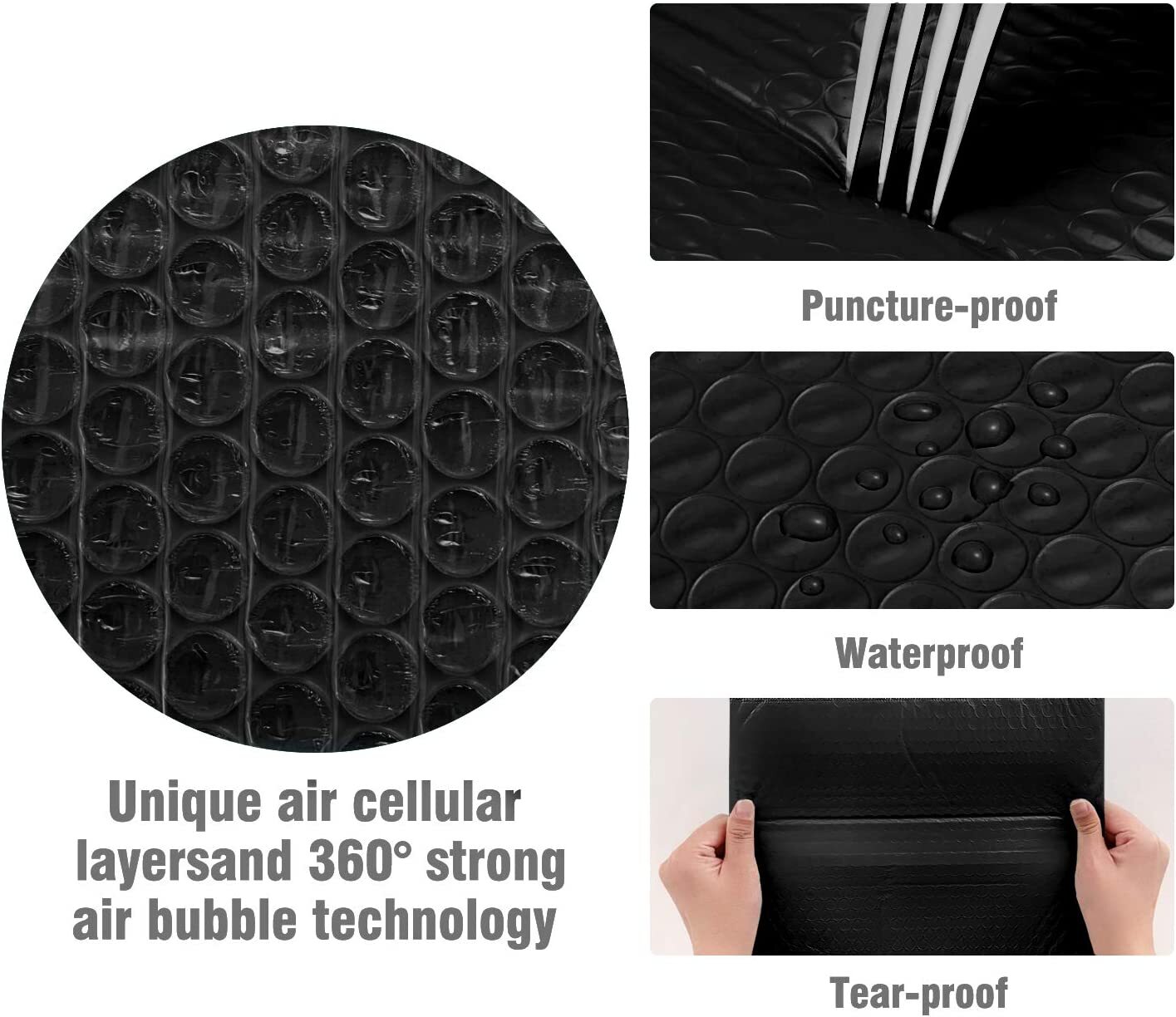 50 #000 4×8 Black Poly Bubble Padded Envelopes Self-Sealing Mailers