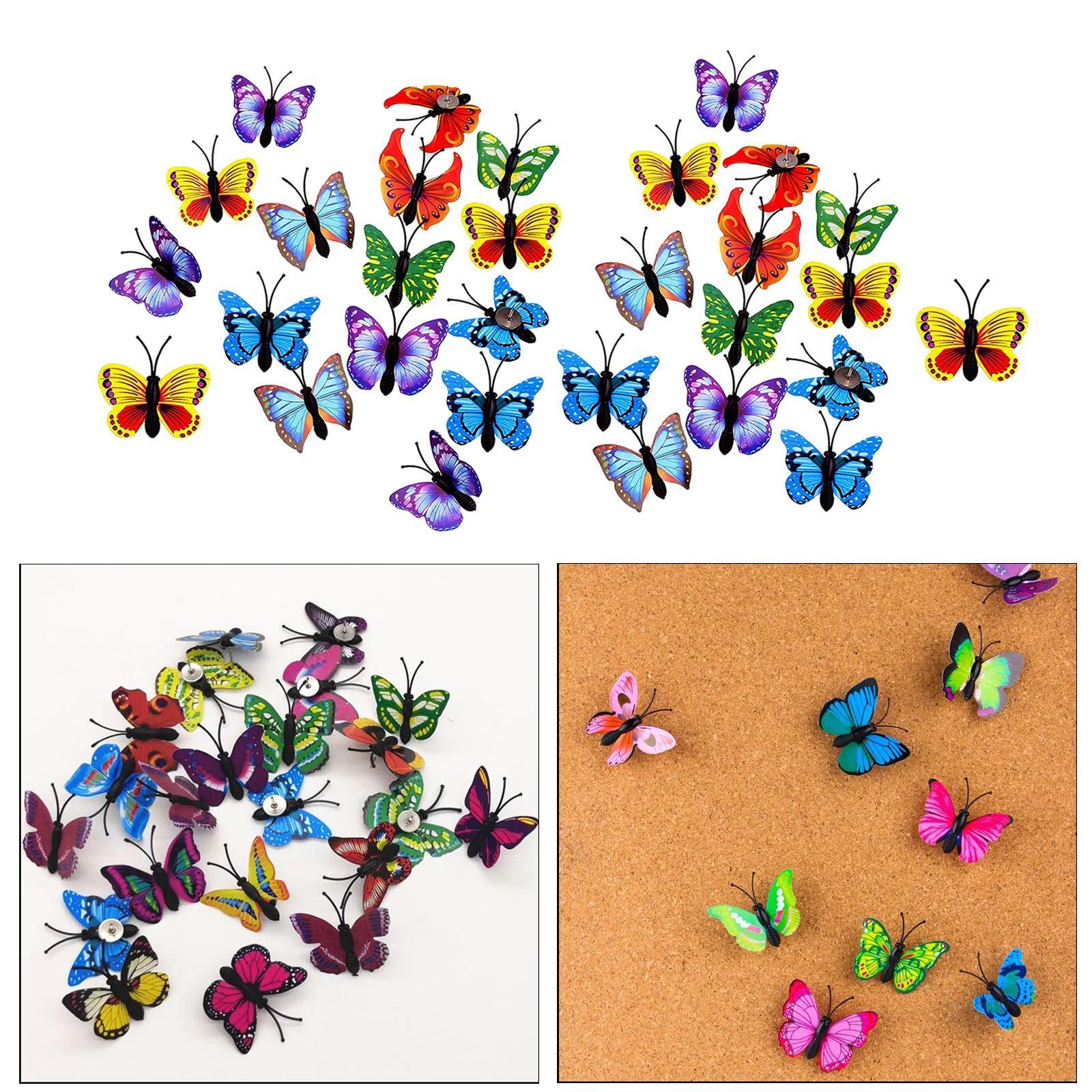 30x Butterfly Push Pins Foam Board School Marking Decorative Thumb