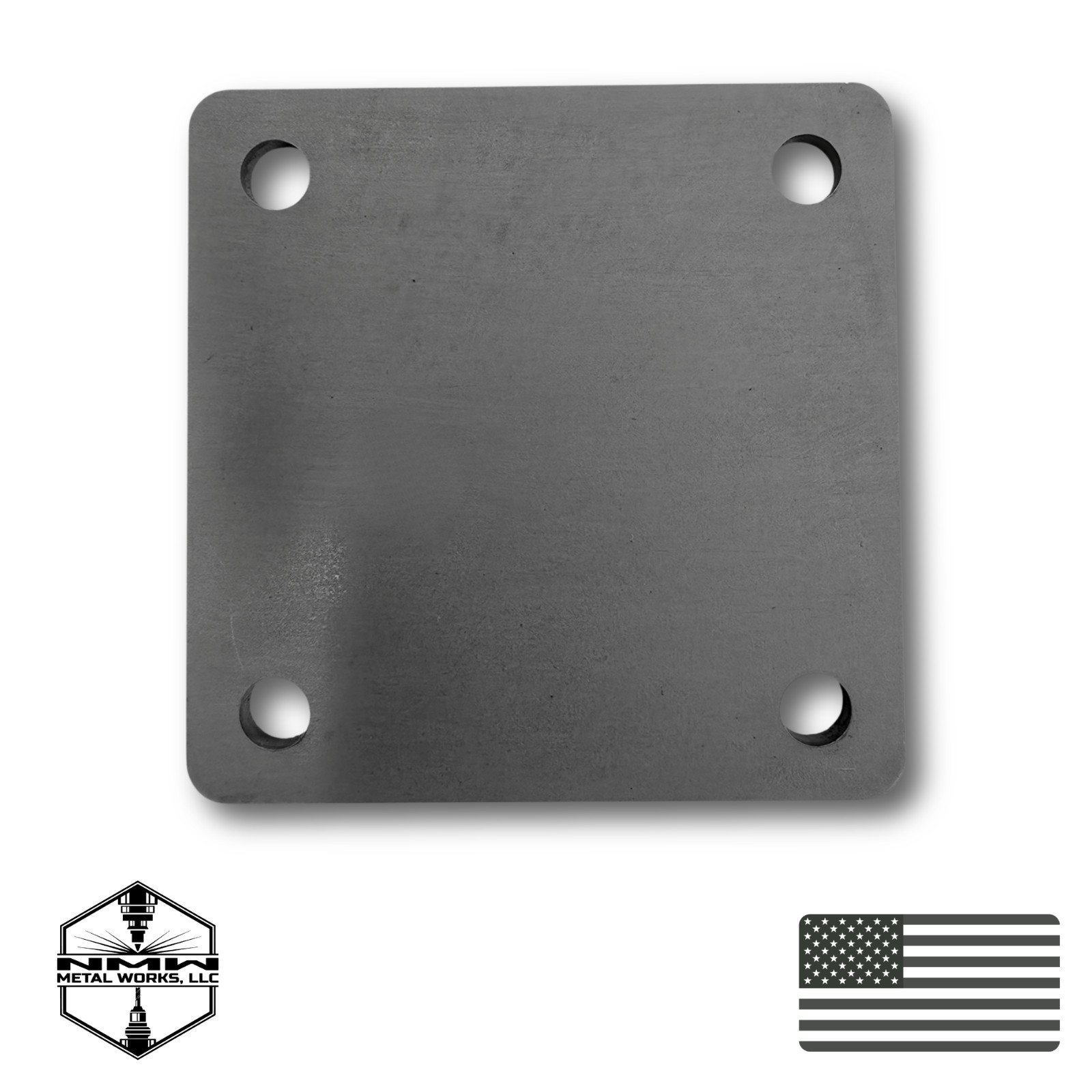 A36 Steel Square Base Plates w/ 4 Holes – Multiple Sizes – Made in USA