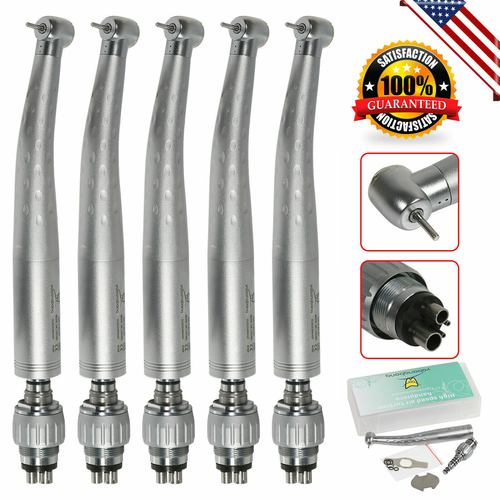 1-5 Dental Standard Turbine High Speed Handpiece and 4Hole Quick Coupler Swivel