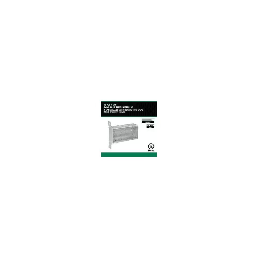 2-1/2 In. D Steel Metallic 4-Gang Welded Switch Box with 18 Cko’S and F Bracket,