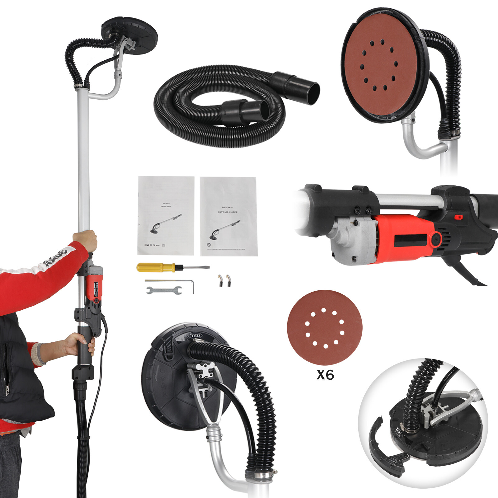 Drywall Sander 800W Commercial Electric Adjustable Variable Speed Sanding Pad