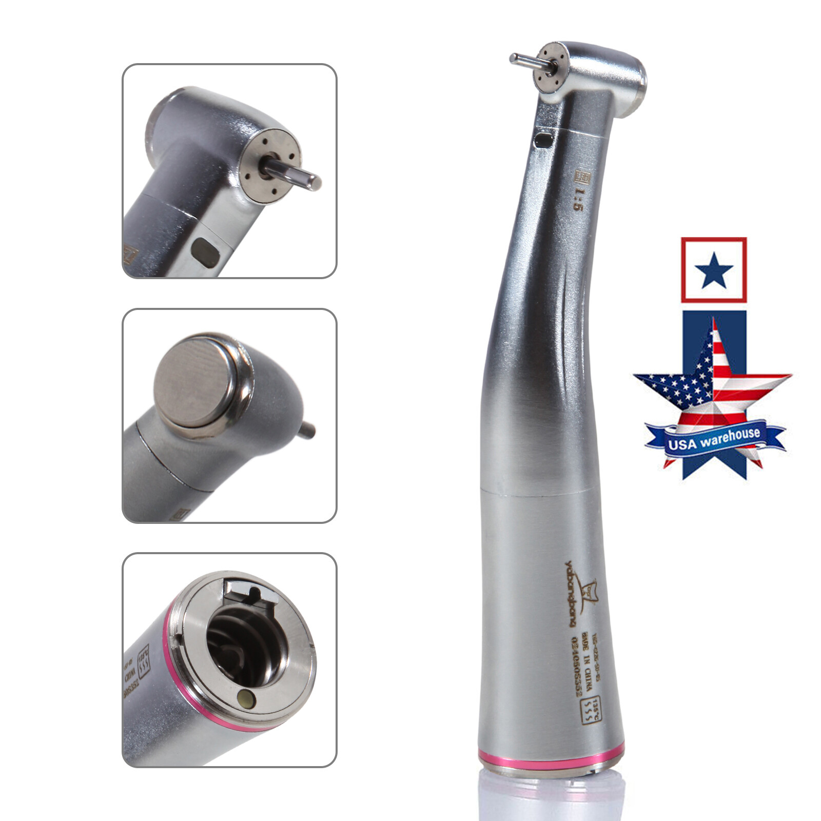 Dental 1:5 Increasing Fiber Optic LED Contra Angle Handpiece Fit NSK Electric DL