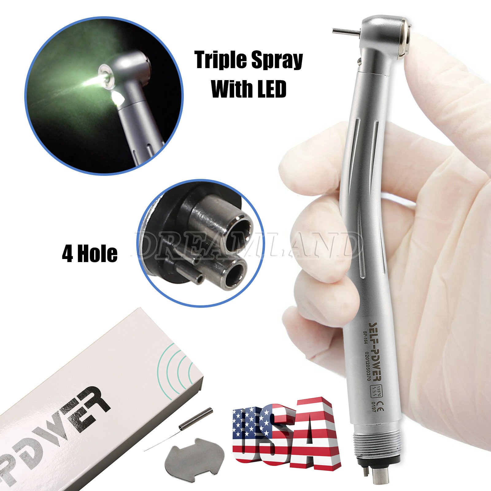 Dental LED E-generador Fibra Óptica / Pieza de Mano de Alta Velocidad Turbina PD
