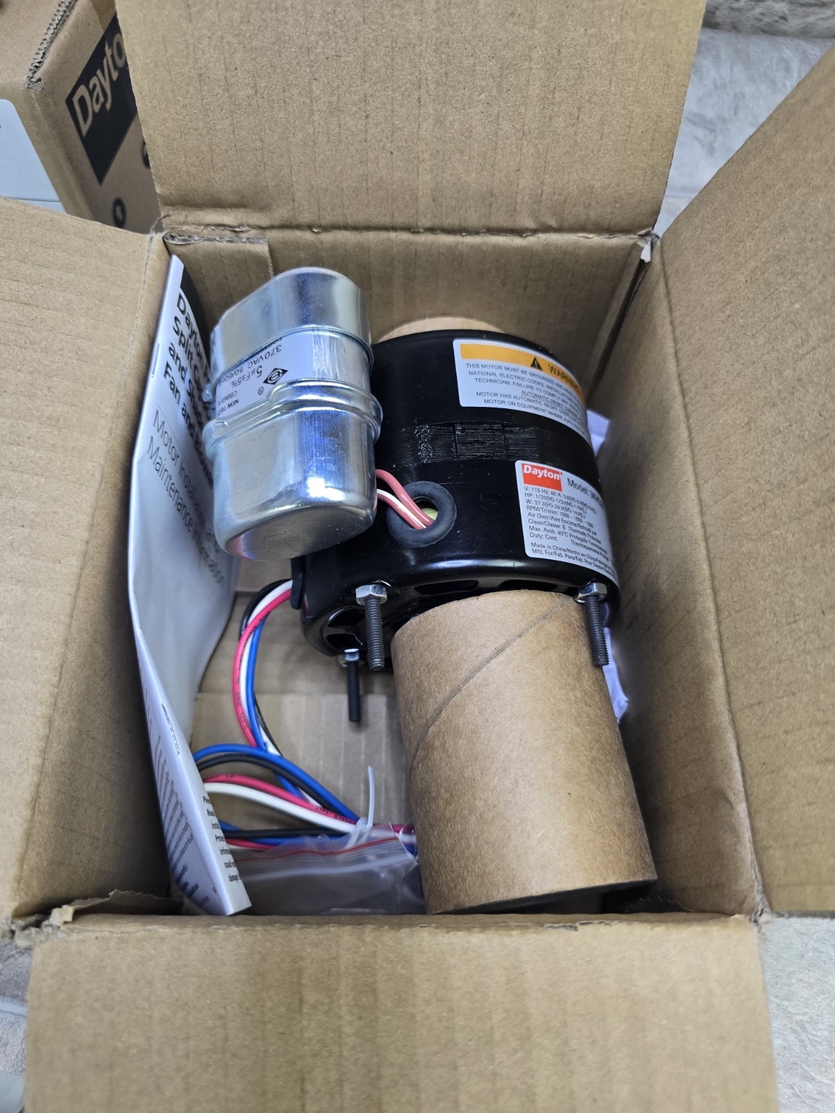 DAYTON HVAC MOTOR 1/20 HP-115V-1550 RPM-#36VG29