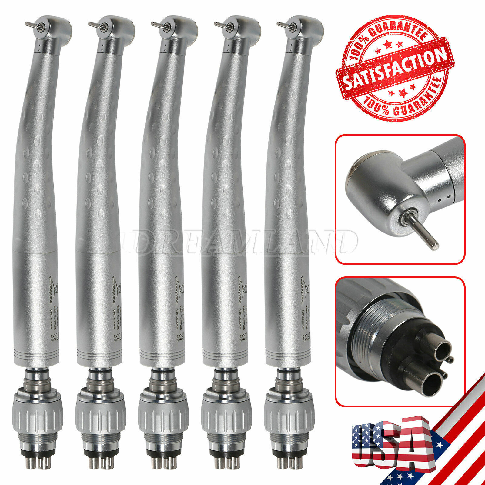 5* Dental High Speed Handpiece WITH Quick Coupler 4Hole Swivel Coupling Fit KaVo