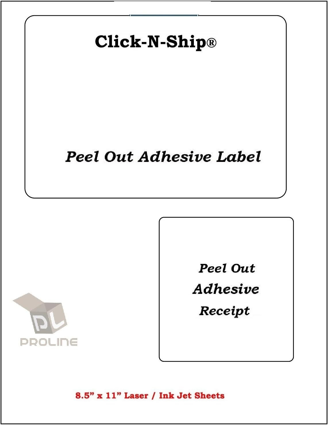 100 Laser /Ink Jet Labels Click-N-Ship with Peel Off Receipt -Perfect for USPS!
