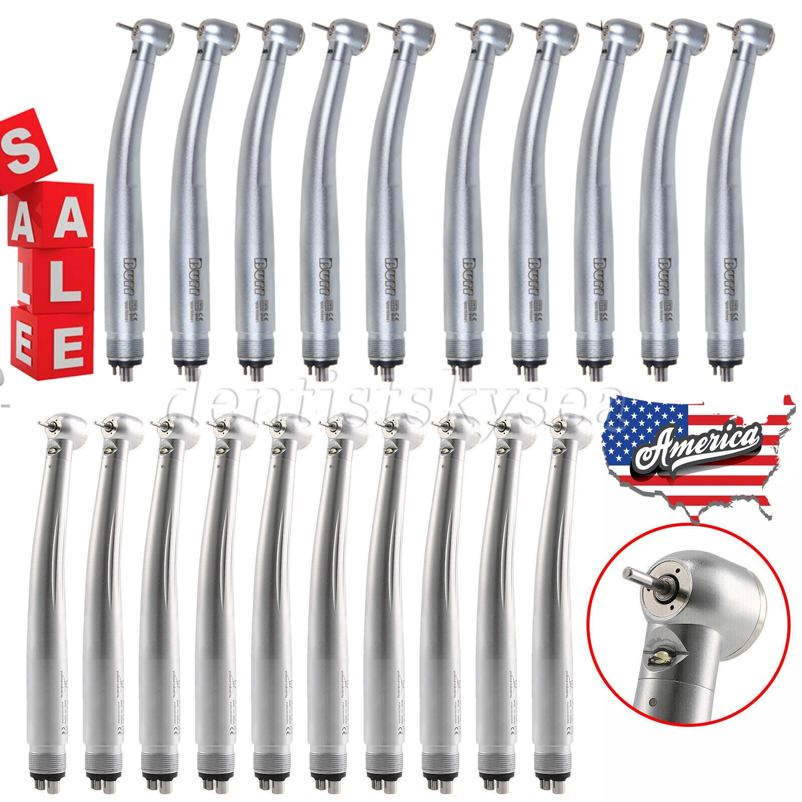 1-10* Yabangbang Turbina E-generator Dental LED Fiber Optic Handpiece 2/4H 3type