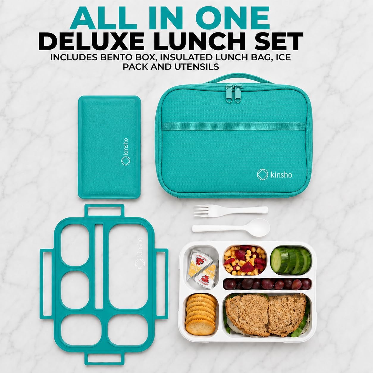 Kinsho Lunch For Kids Boys Girls – Bento Set Insulated Bag And Ice Pack 6
