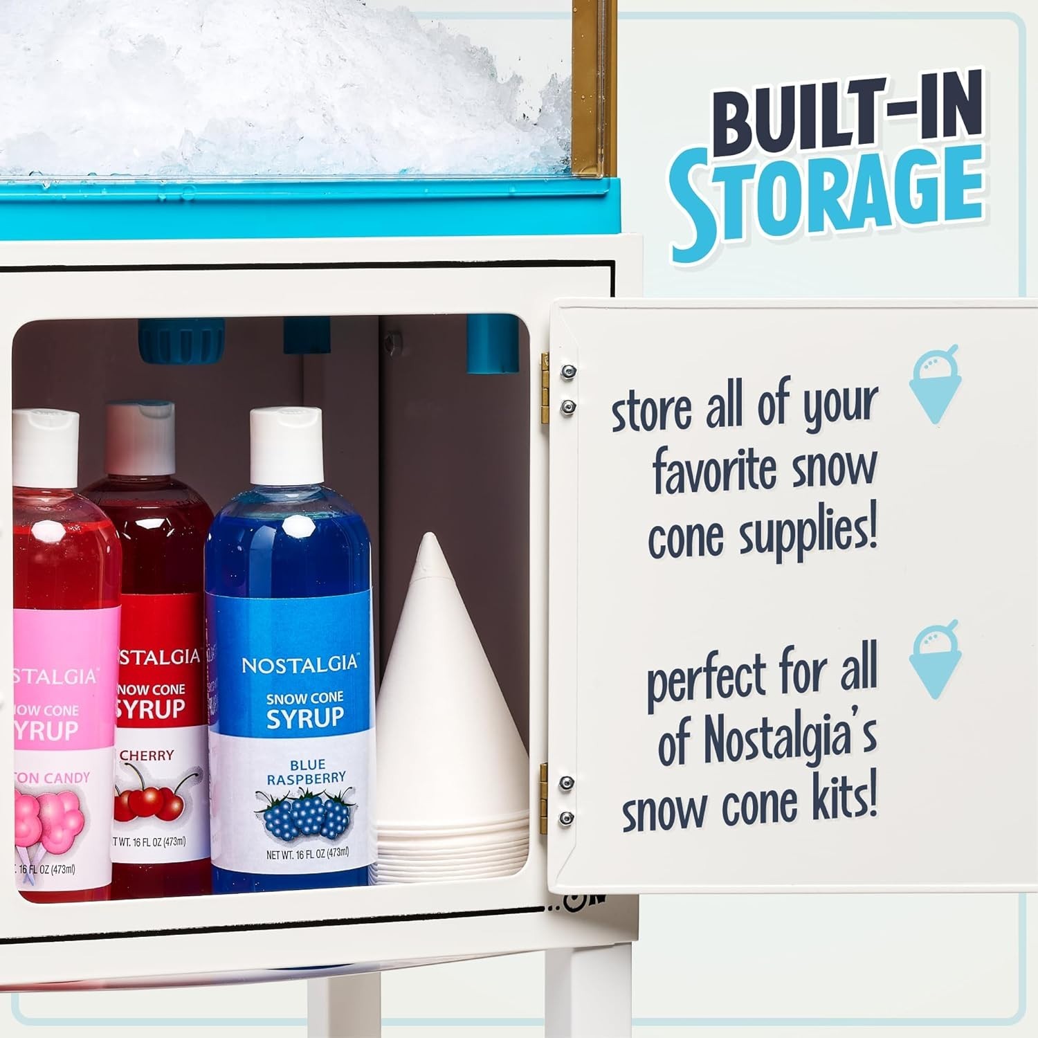 Nostalgia 48-In Tall Snow Cone Cart – Multicolor (SCC399)