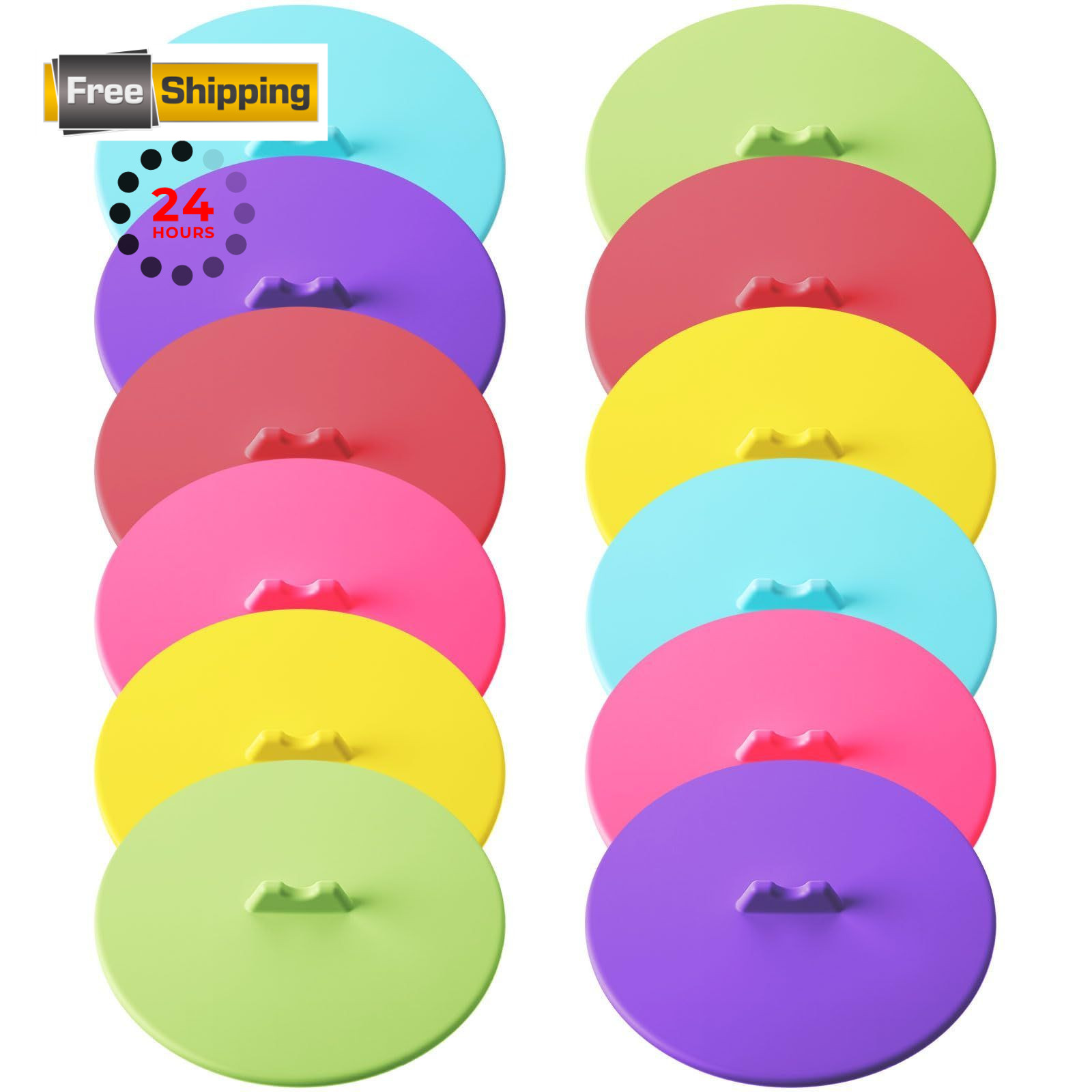 Hoolerry 12 Sets Silicone Cup Covers Multicolored Bright Color