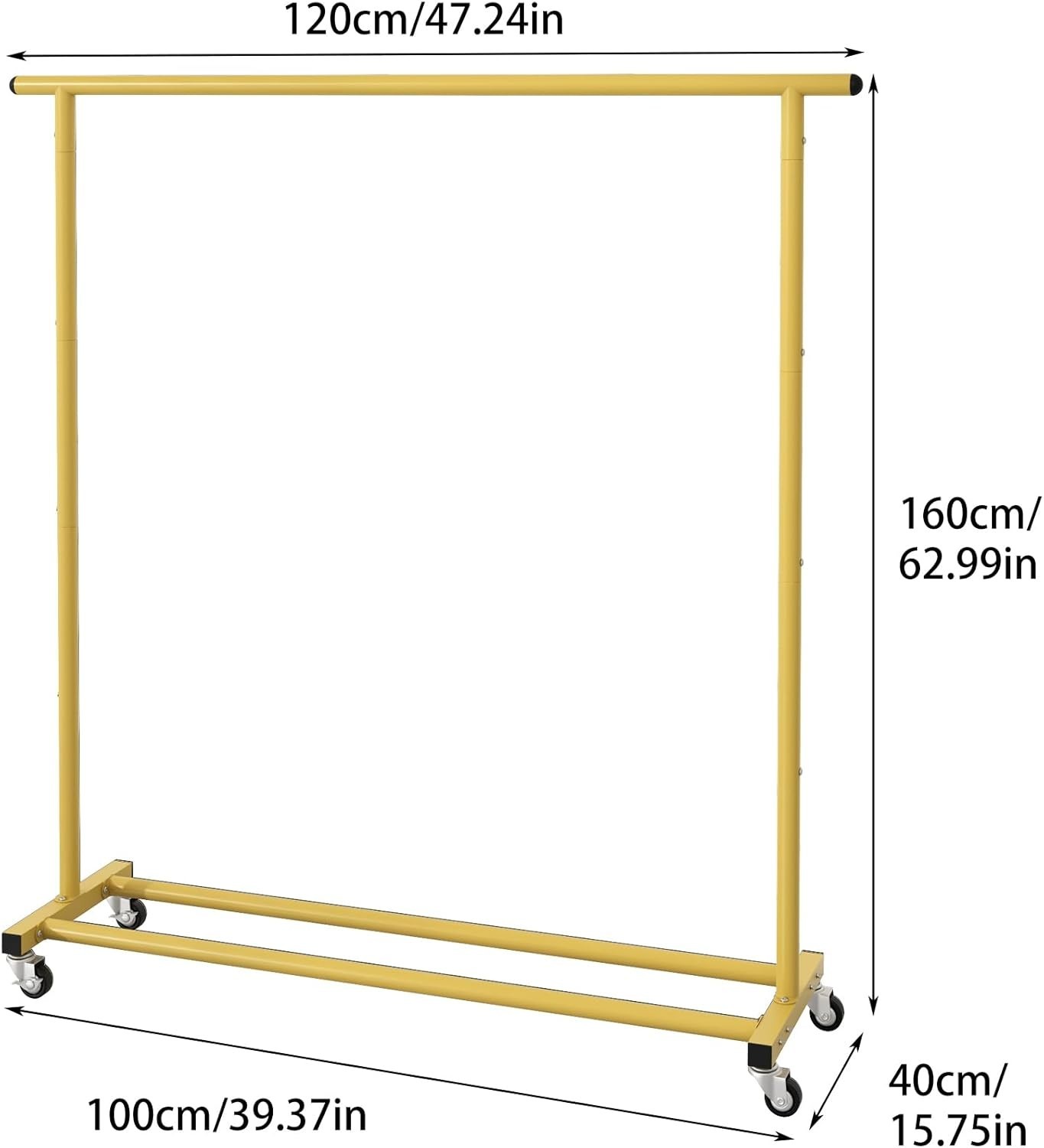 Gold Adjustable Rolling Clothing Rack – Space-Saving Organizer for Home & Retail