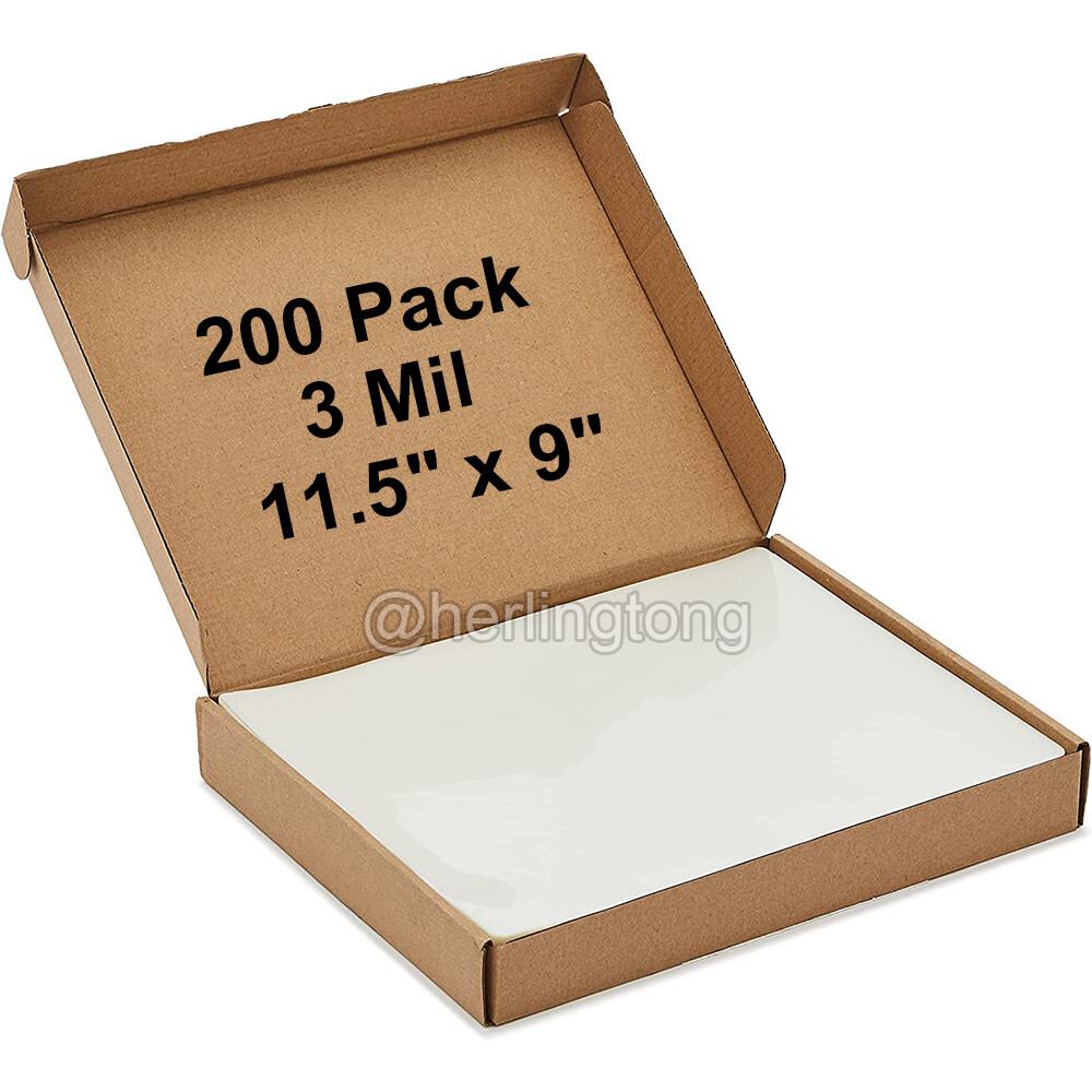200 Pack 3 mil Thermal Laminating Pouches Sheets 11.5” X 9″ Letter Size Clear