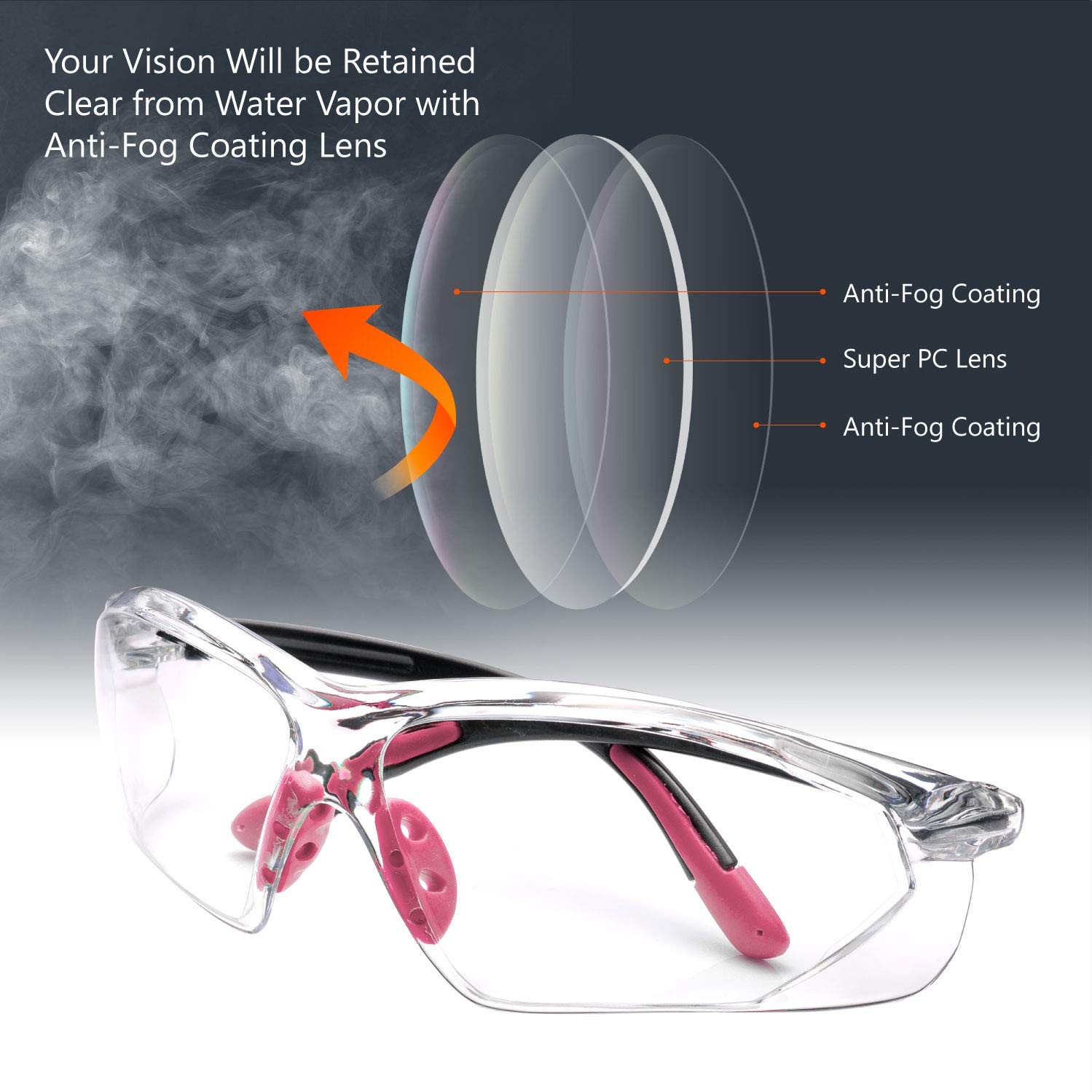 Safety Glasses Anti Fog Lens,HD Clear Scratch Resistant Work Glasses with Adj…