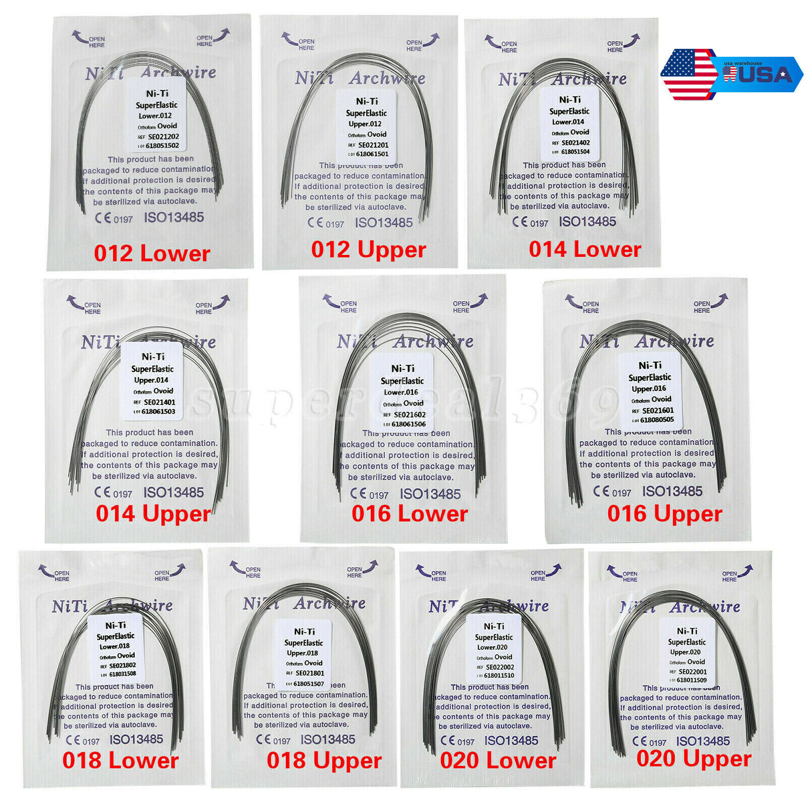 10pcs/pk Dental Orthodontic Niti Arch Wire Round Ovoid Form all size option EX