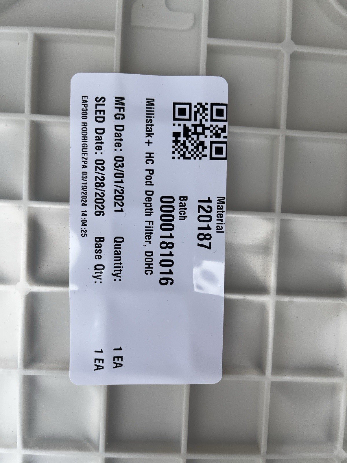 Millipore Millistak+ HC Pod D0HC 1.1 m2 Cat No. MD0HC10FS1 New Exp Apr 2026