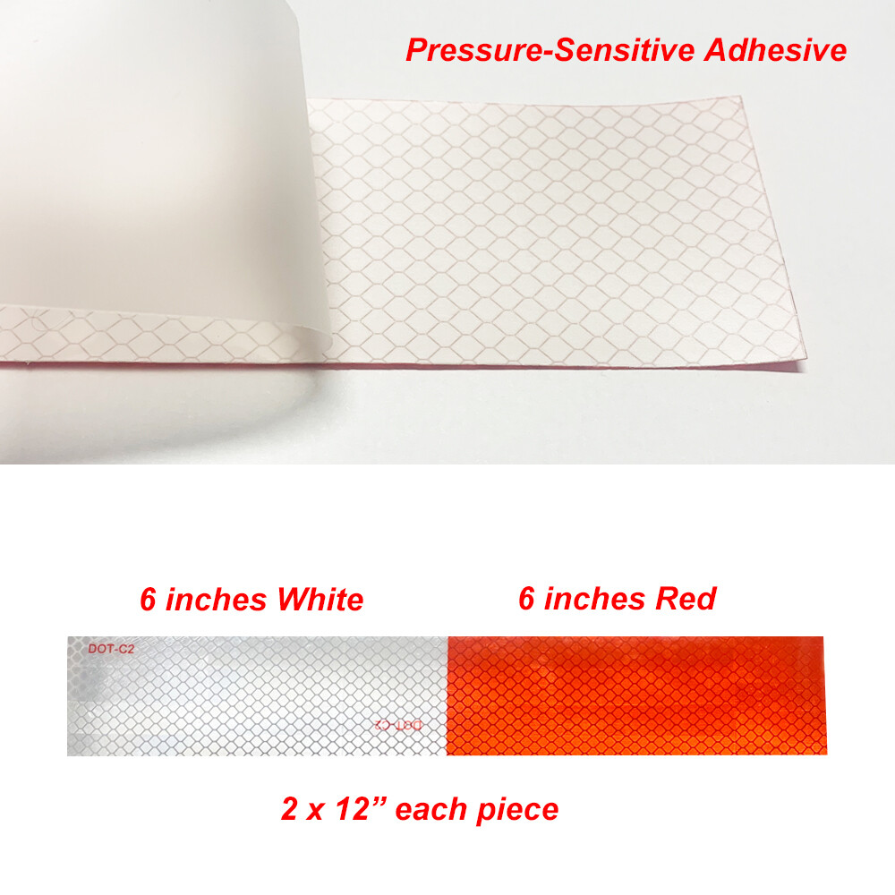 10 pcs DOT-C2 Conspicuity Reflective Tape 2×12” Red White Strip Trailer RV Truck