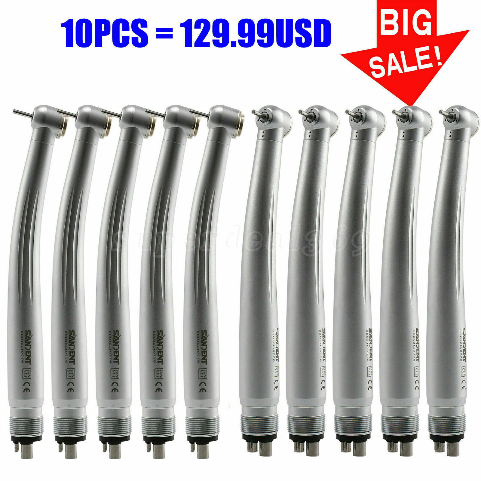 10*SANDENT Dental High Speed Turbine Handpiece Push Button Standard Head 4 Hole