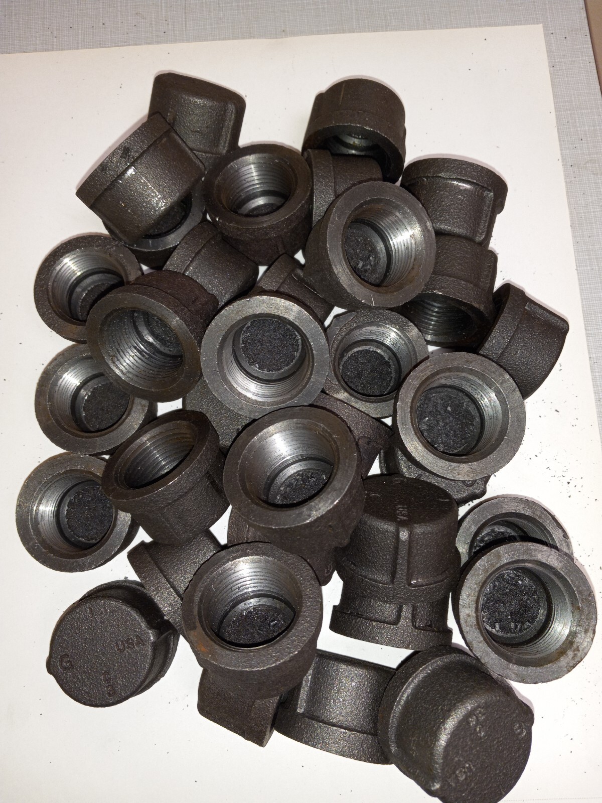 20pcs 1″ NPT Black Pipe Cap Threaded Malleable Iron 100% MADE IN USA-GRINNELL