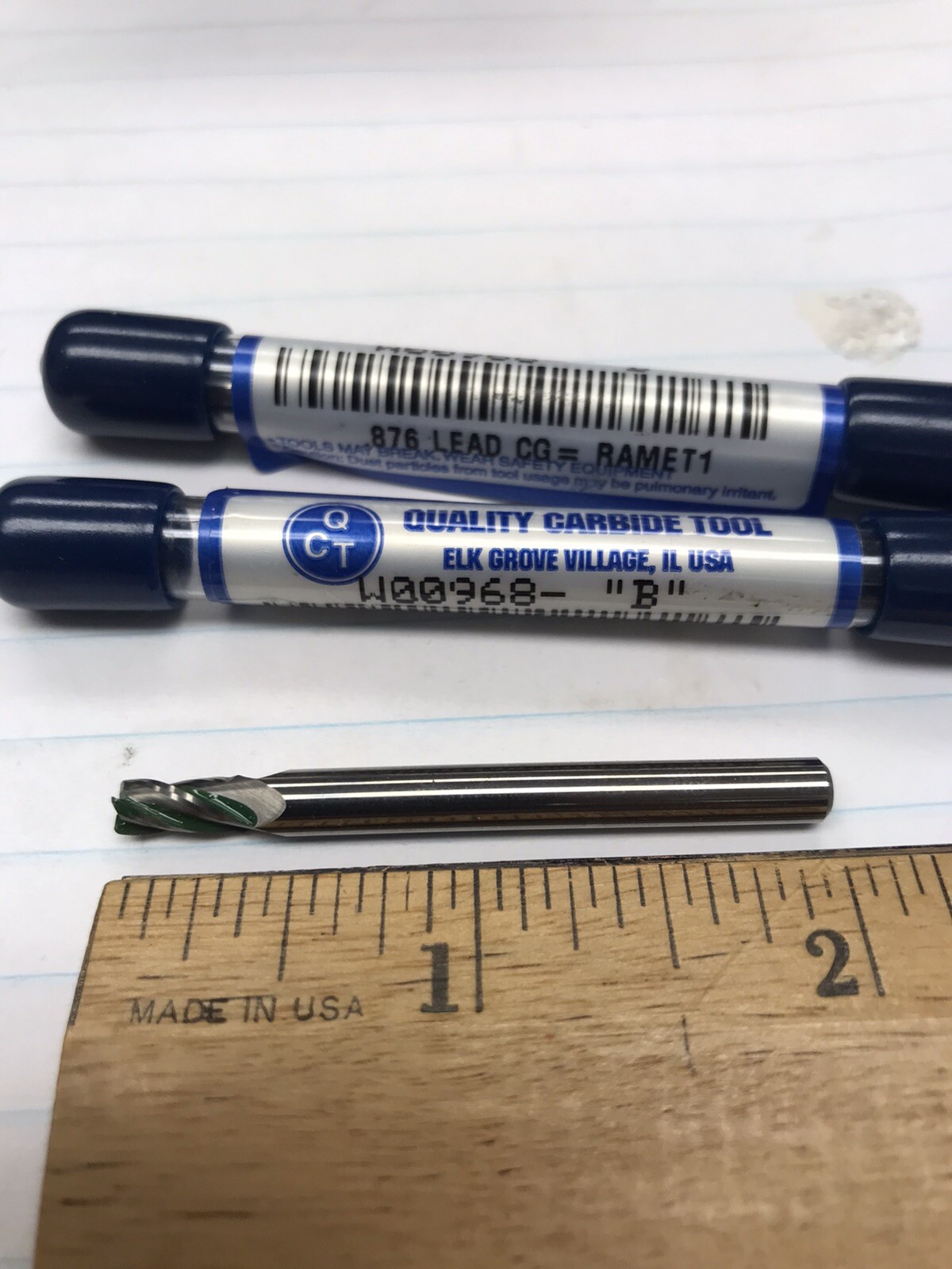 2 pcs. 5/32 4 FLUTE SE STUB CARBIDE CC END MILL W/.015 cr. USA (loc stk)