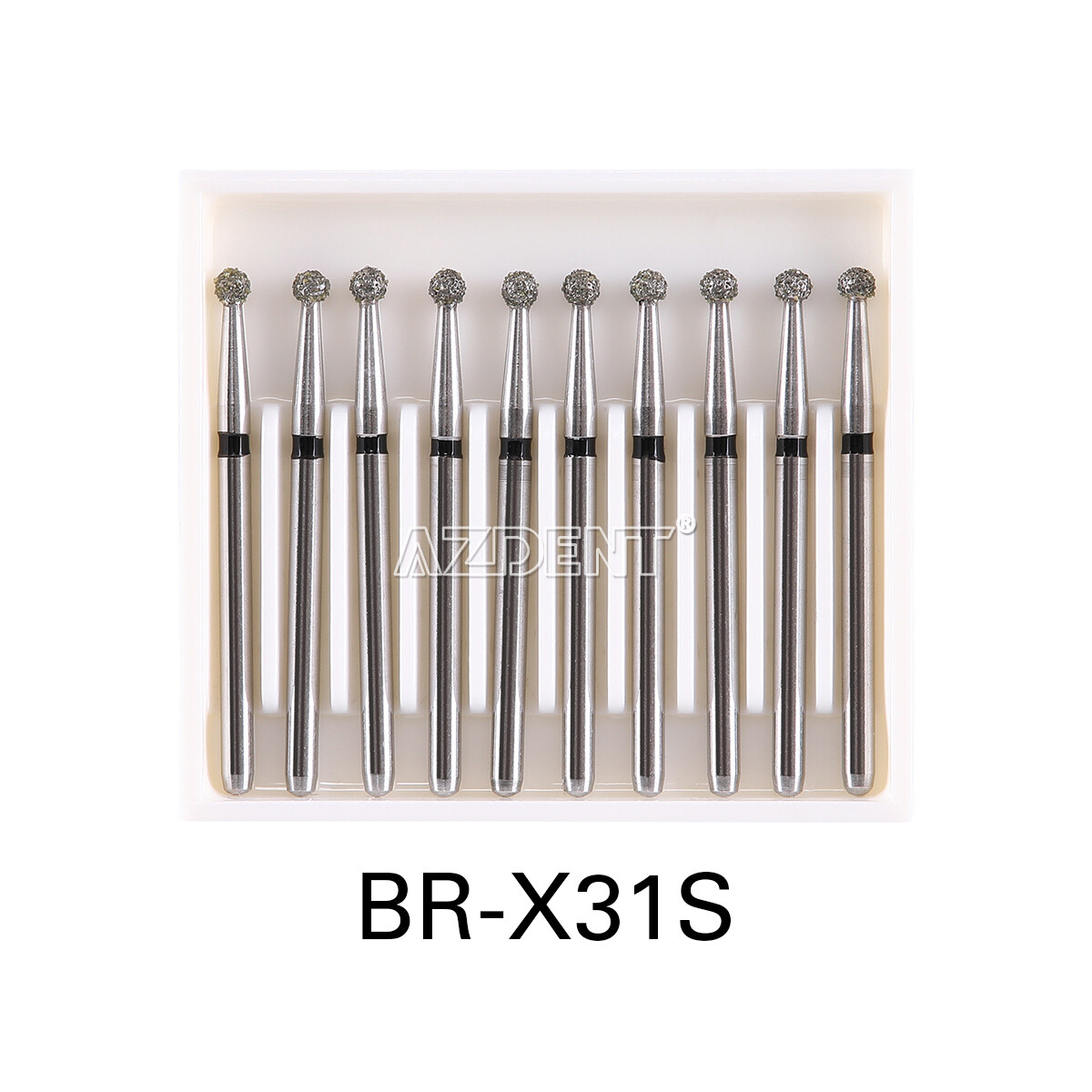 10pcs AZDENT Dental Diamond Burs FG 1.6mm Round Ball for High Speed Handpiece