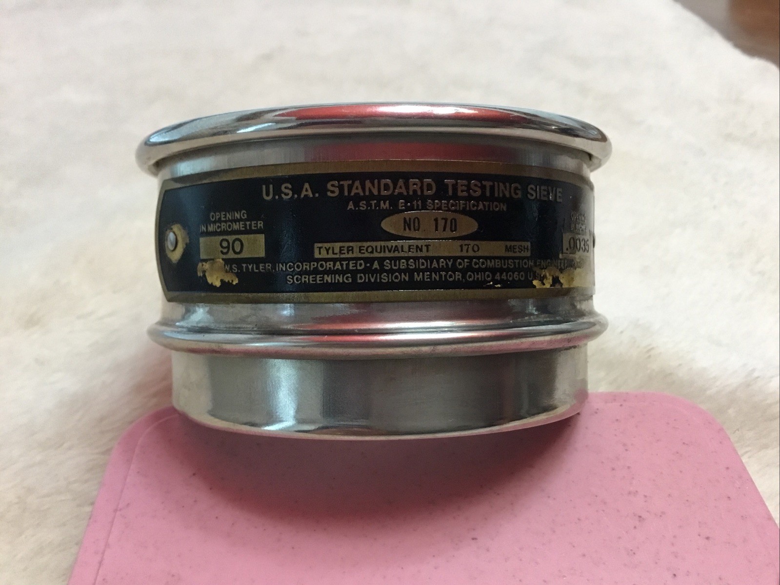 Vintage W..S. TYLER Stainless Steel Cloth 3” Test Sieves No.170