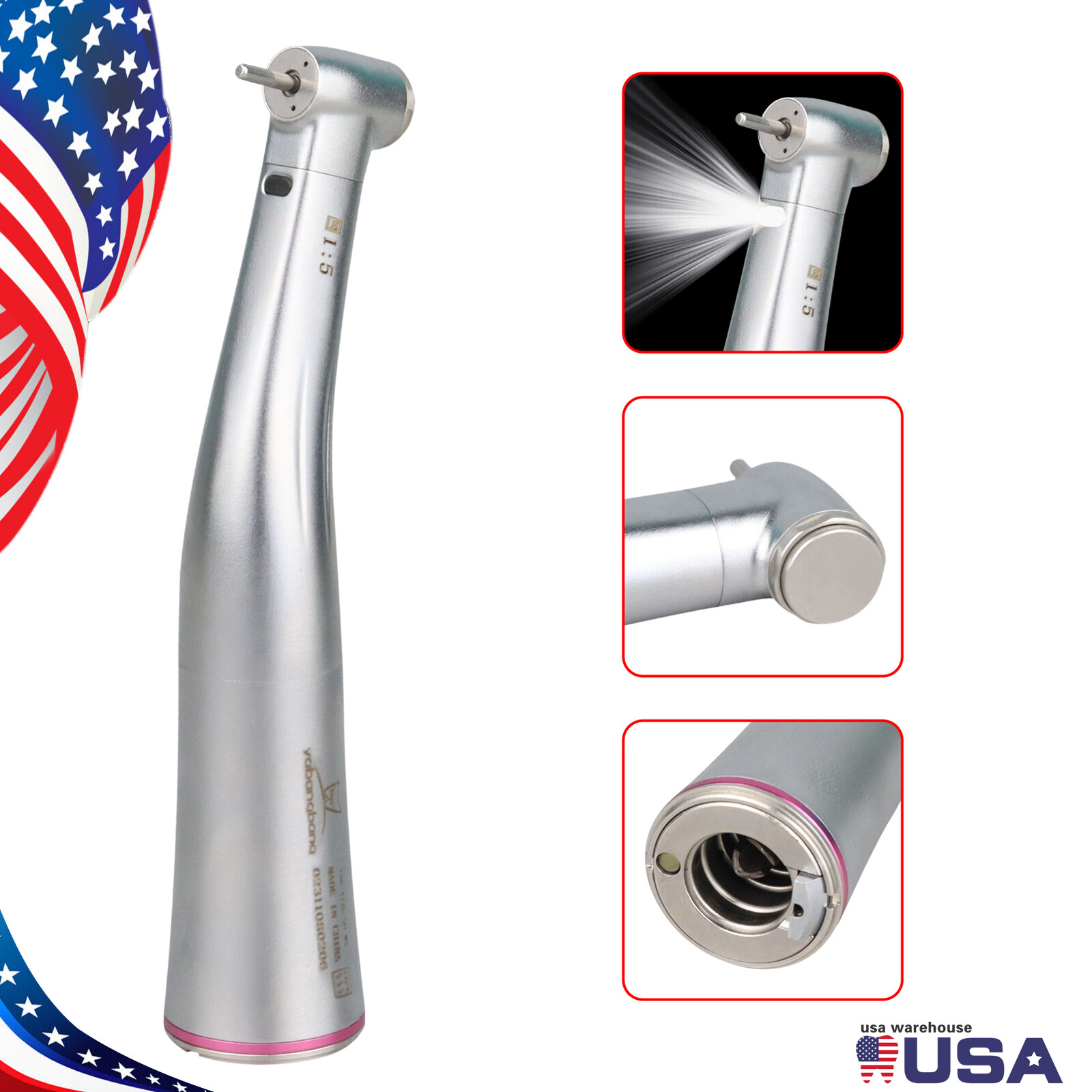 1-10*Dental Electric 1:5 Fiber Optic LED Contra Angle Increase Handpiece Fit NSK