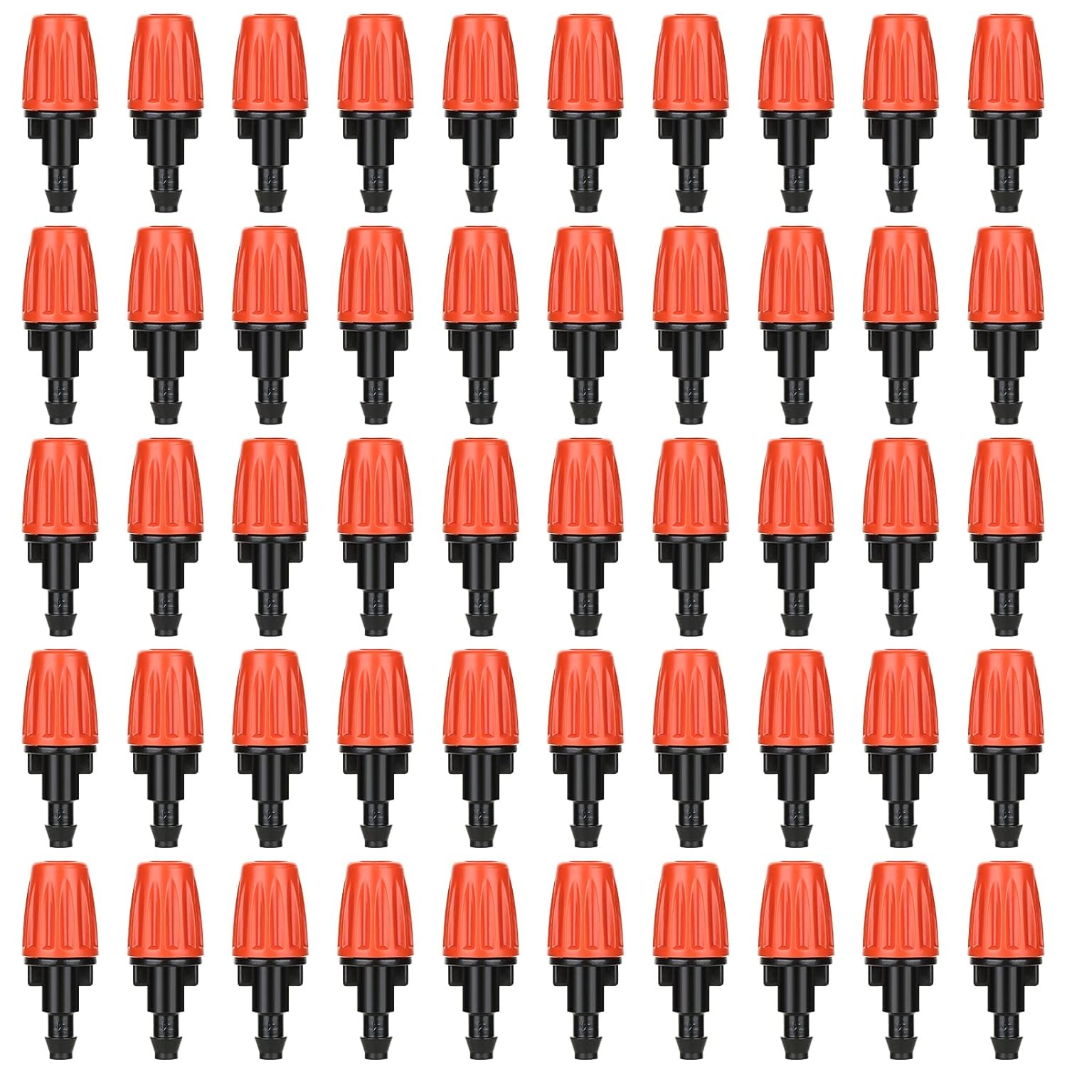 50 Pcs Drip Irrigation Spray Emitters, Adjustable Atomizing Single Barb