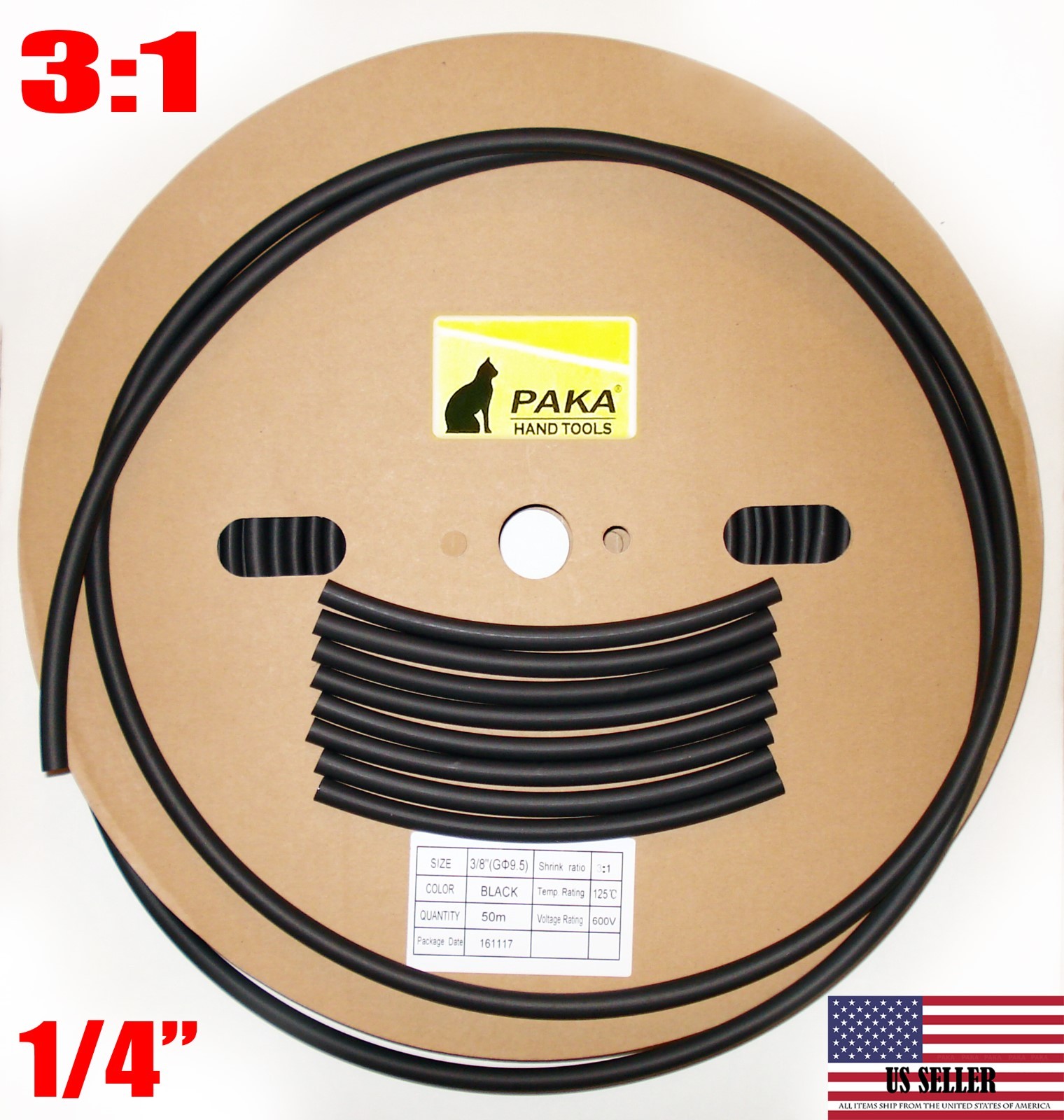 100 FEET – 1/4″ (6.4 mm) DUAL WALL Black Heat Shrink Tubing 3:1 Glue Lined Tube