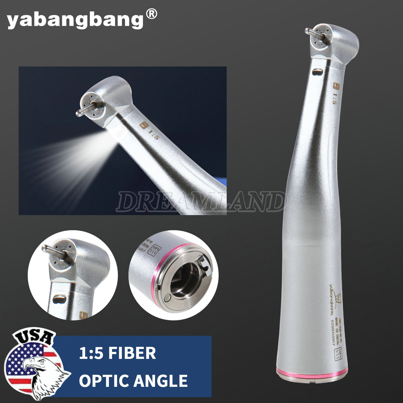 Yabangbang Dental Electric Handpiece 1:5 Contra Angle Fiber Optic High Speed NSK