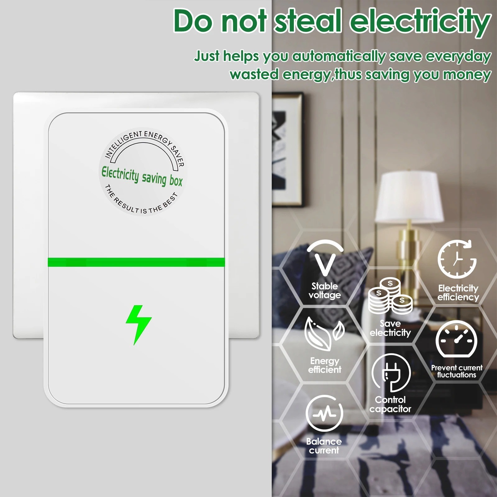 2PcsEnergy Saving Device Stopwatt Electricity Saving Box Stabilize VoltageDevice