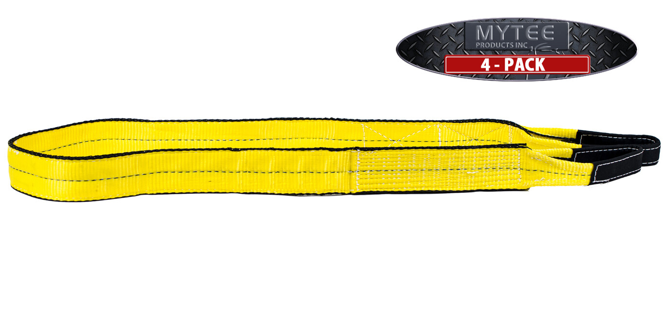 4 Pk 2″x8′ Web Sling – 6400 LBS WLL Vertical – 2-Ply Eyelets Tow Lifting Straps
