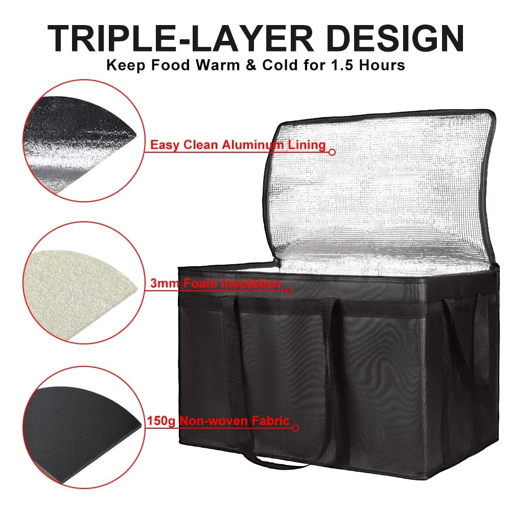 Insulated Food Delivery Bag XXXL Insulated Reusable Grocery Cooler/Hot…