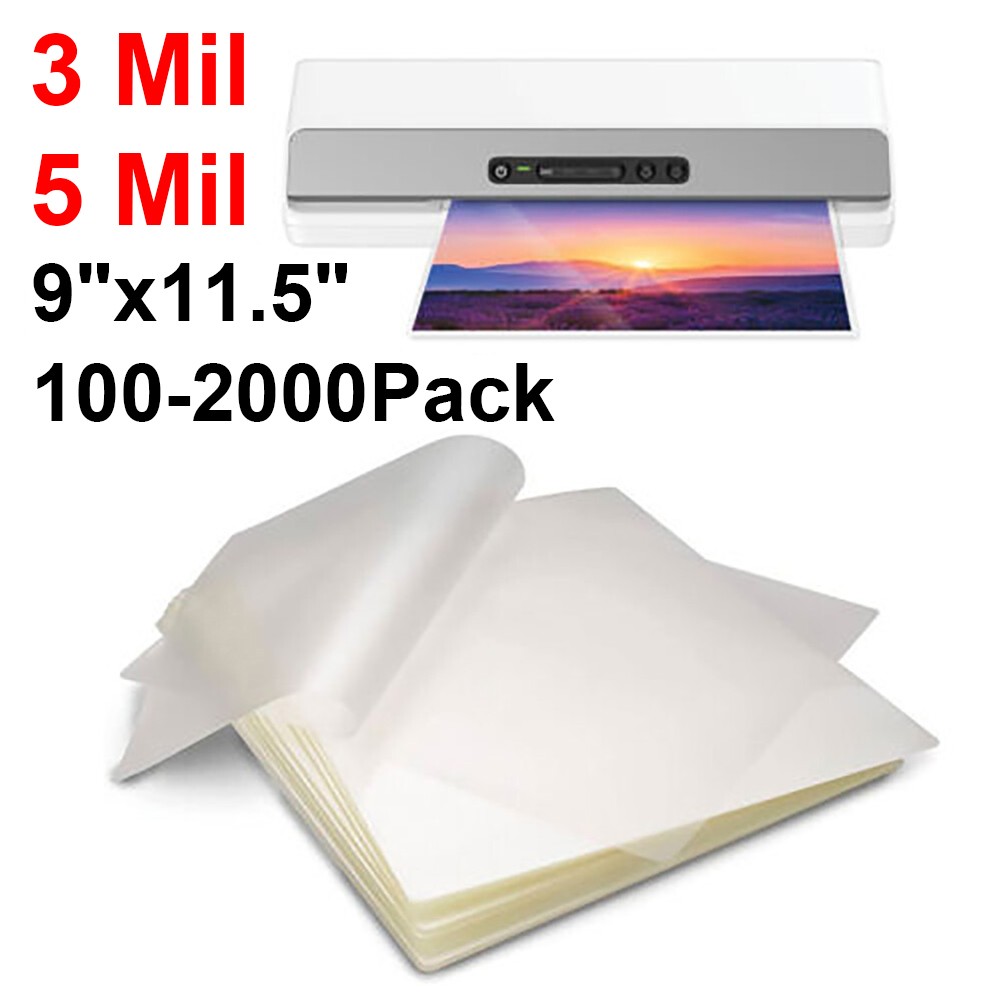 9″x11.5″ Letter Size Thermal Laminating Sheets Clear Laminator Pouches 3Mil 5Mil