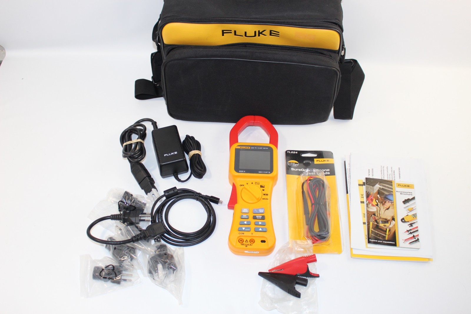 FLUKE 345 POWER QUALITY CLAMP METER W/Leads & Accessories As Shown