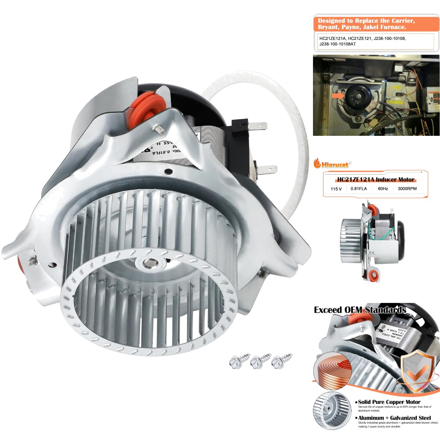 High-Performance Furnace Draft Inducer Motor Assembly Replacement Carrier Bryant
