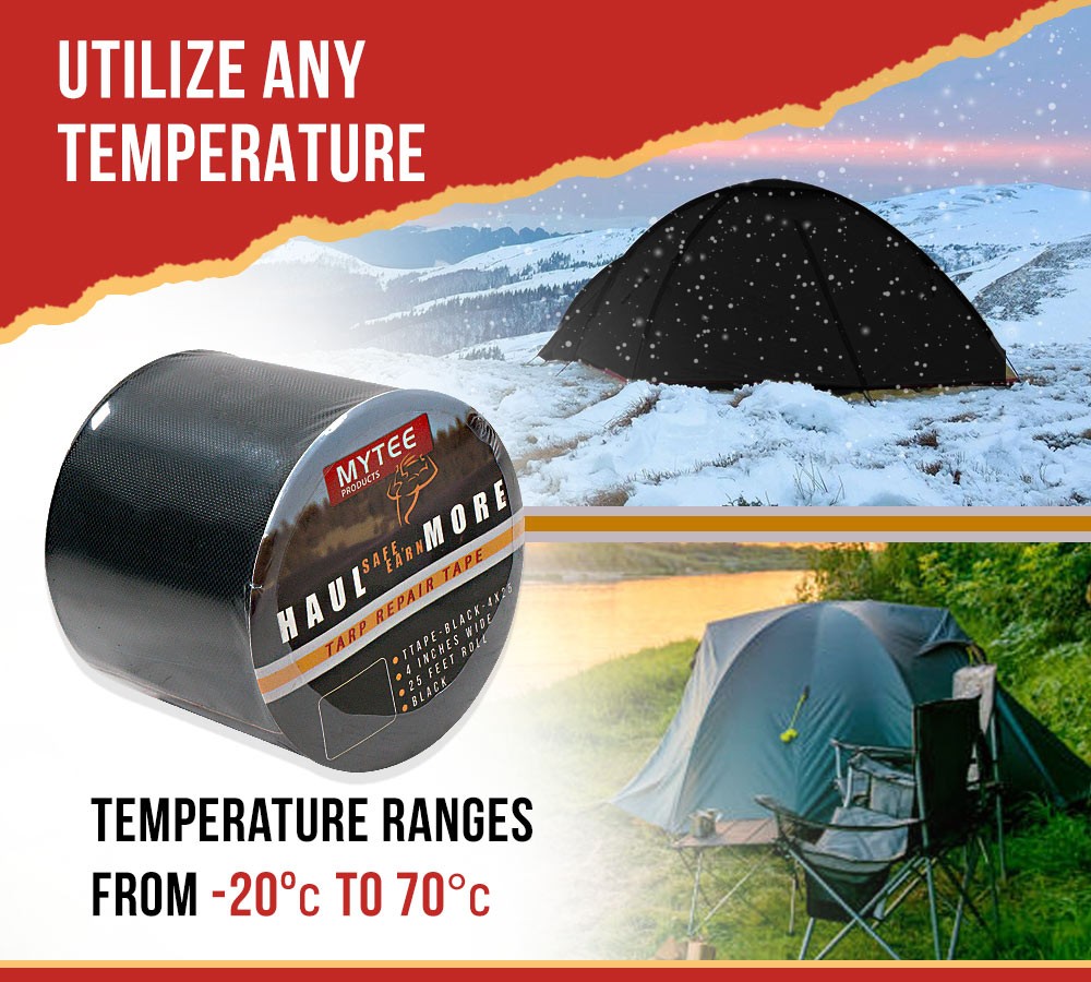 4 Inch x 25 FT 8.8 oz Waterproof Black Vinyl Tarp Repair Tape