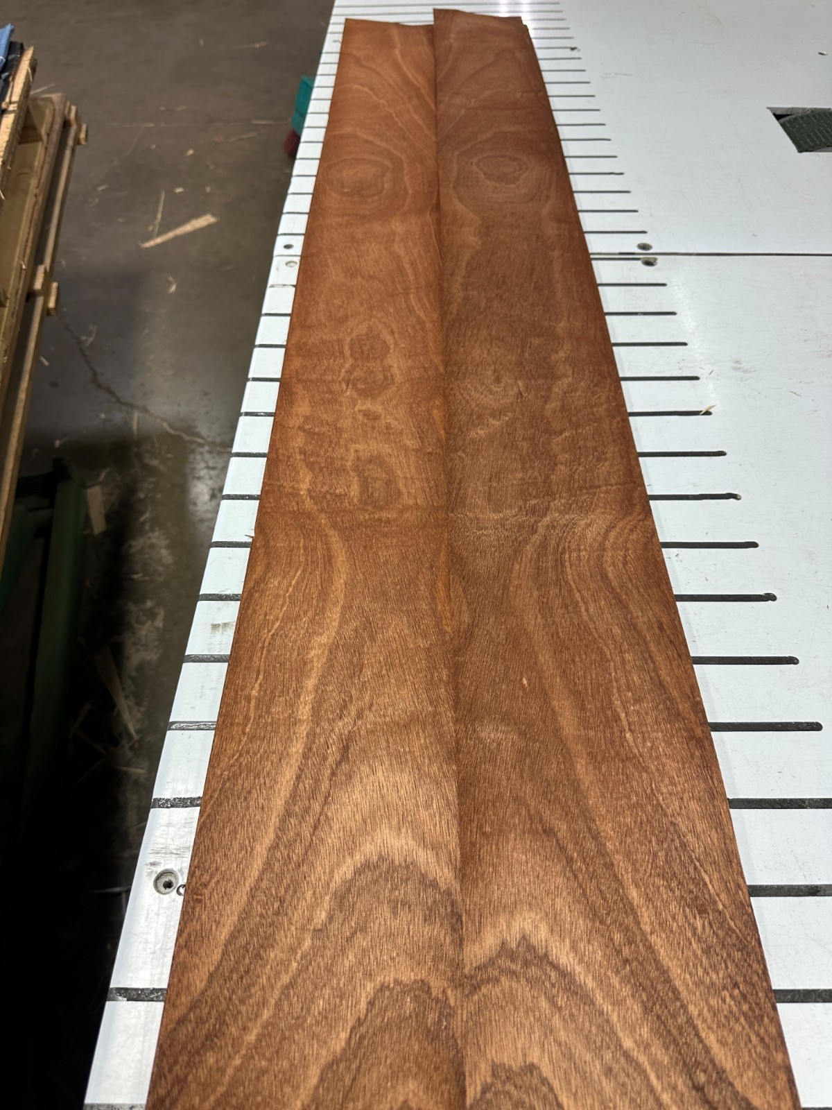 Mahogany Raw Wood Veneer 2 sheets 93” x 5” 319Y