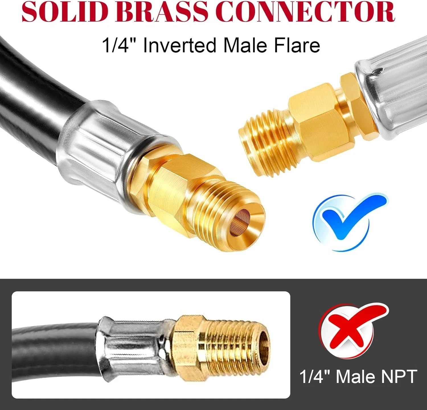 24 inch RV Propane Hose, 1/4″ Inverted Camper Propane Hose Connect to 2-Stage Au
