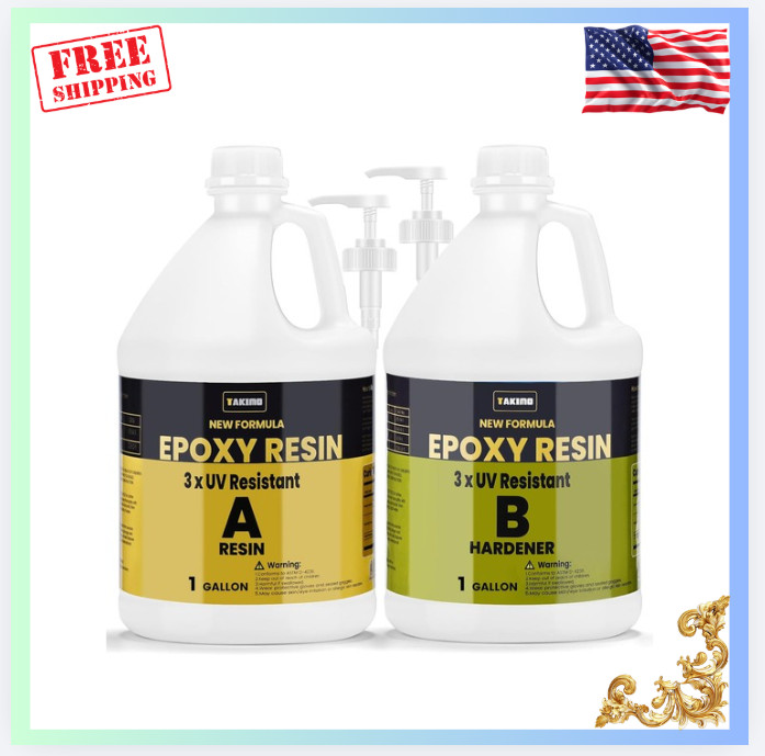 New 2 Gallon UV Resistant Epoxy Resin Kit 256oz Anti-Yellowing for Tables