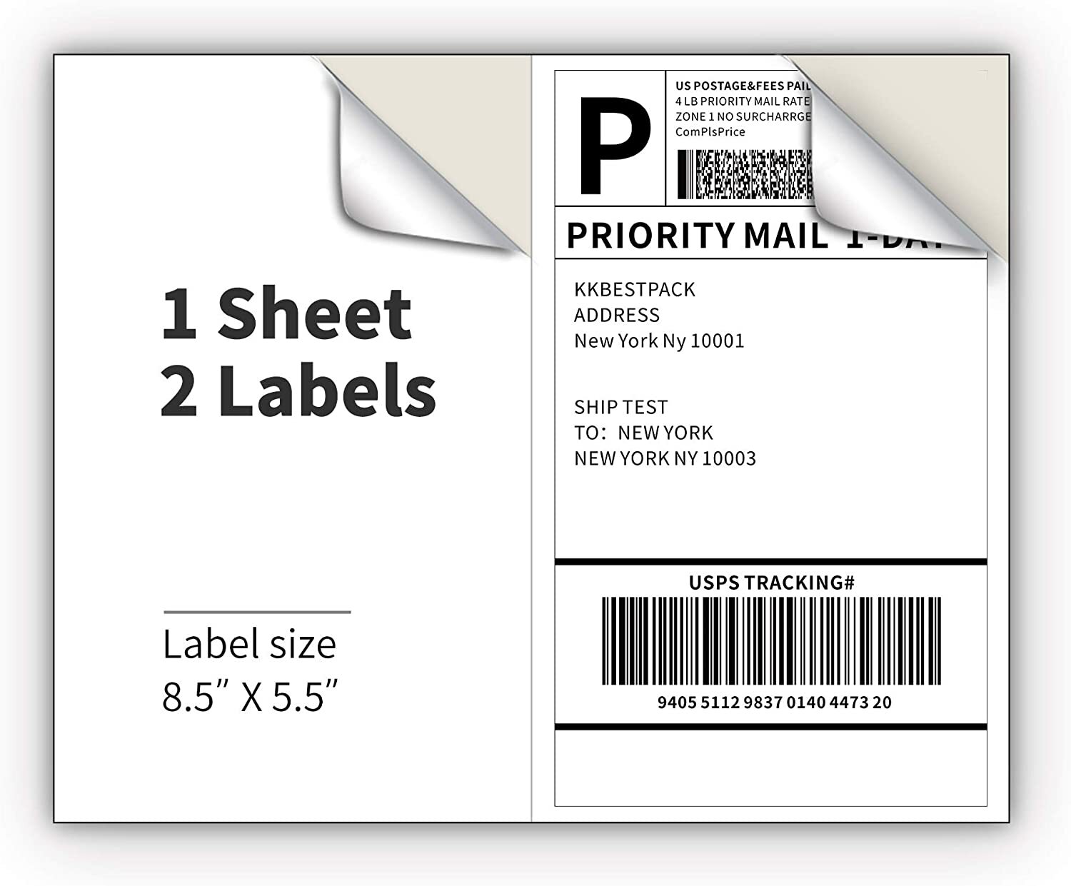 1000 Value 8.5″ X 5.5″ Half Sheet Self Adhesive Shipping Labels 2 Per Sheet