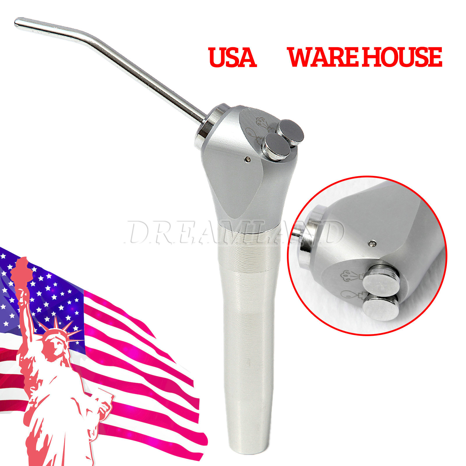 Dental Autoclave Air Water Spray Triple 3-way Syringe Button Handpiece +2 Nozzle