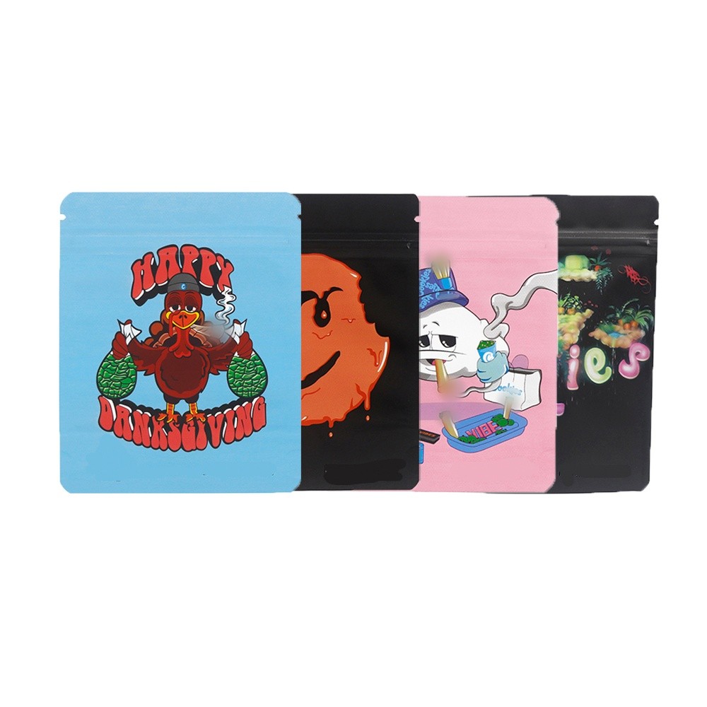 3.5g Smell Proof Mylar Bags | Food Grade Storage Zip Seal Pouch 4 Styles Mixed