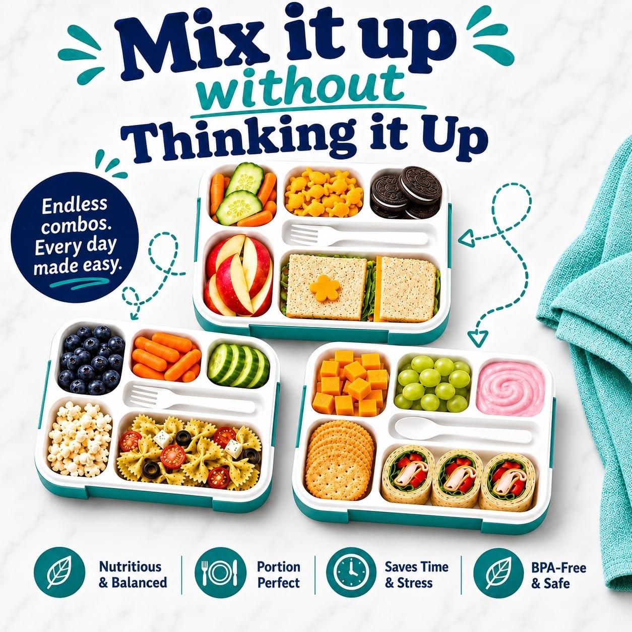 Kinsho Lunch For Kids Boys Girls – Bento Set Insulated Bag And Ice Pack 6