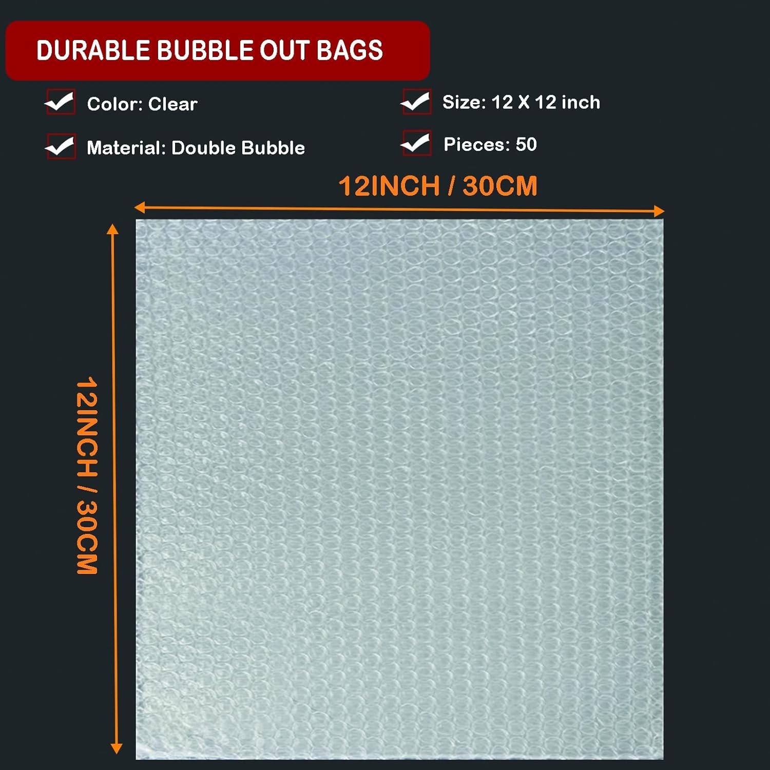50 Pcs Bubble Pouches Wrap – 12’x12′ Clear Bubble Out Bags for Packing Fragil…